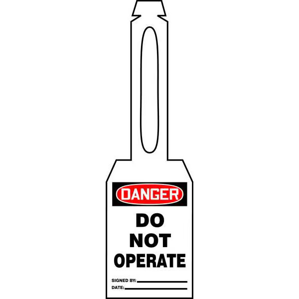Danger Tag, General Safety, 5 1/4 in H x 3 1/4 in W, White, Rectangle, 25 PK