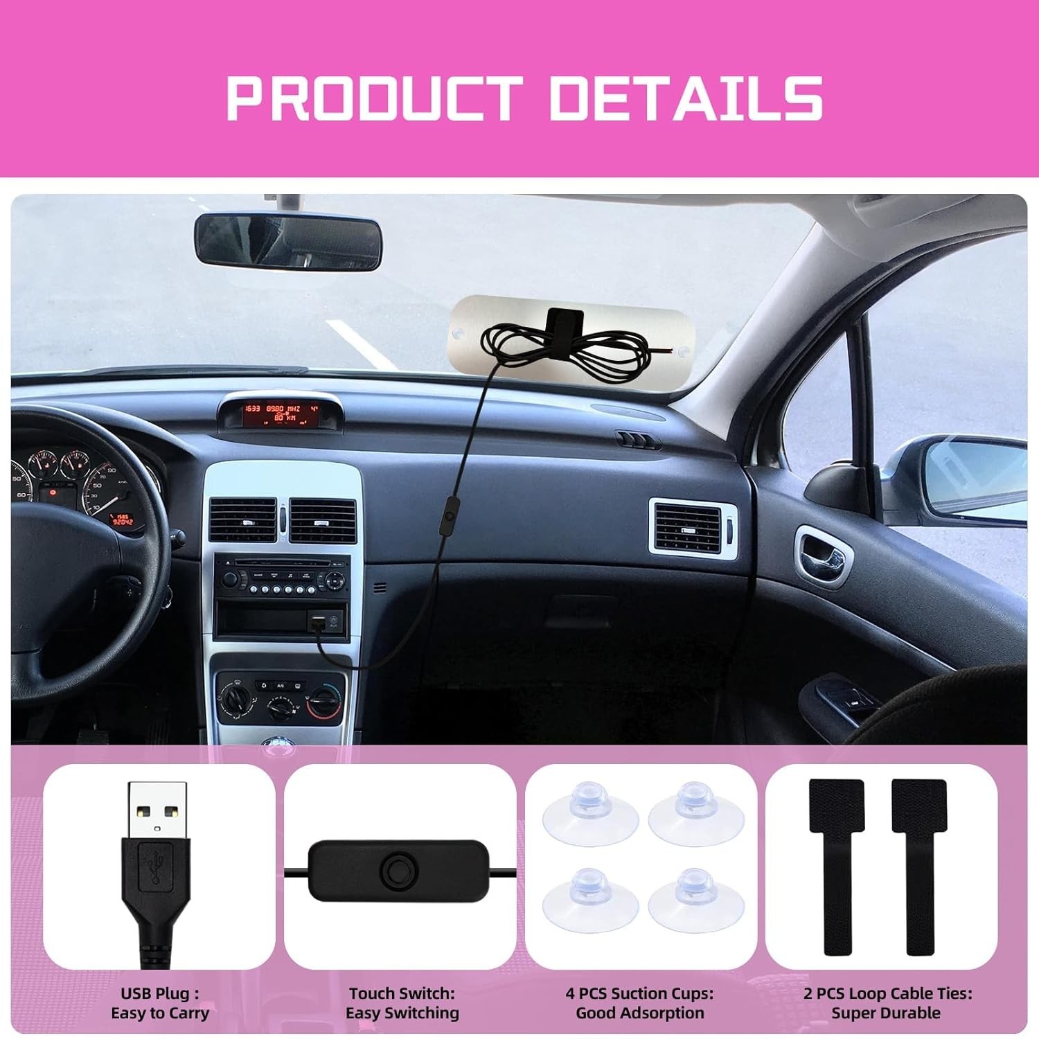 USB LED Light Sign for Drivers,Windshield Taxi Sign with Scrolling Display, Easy