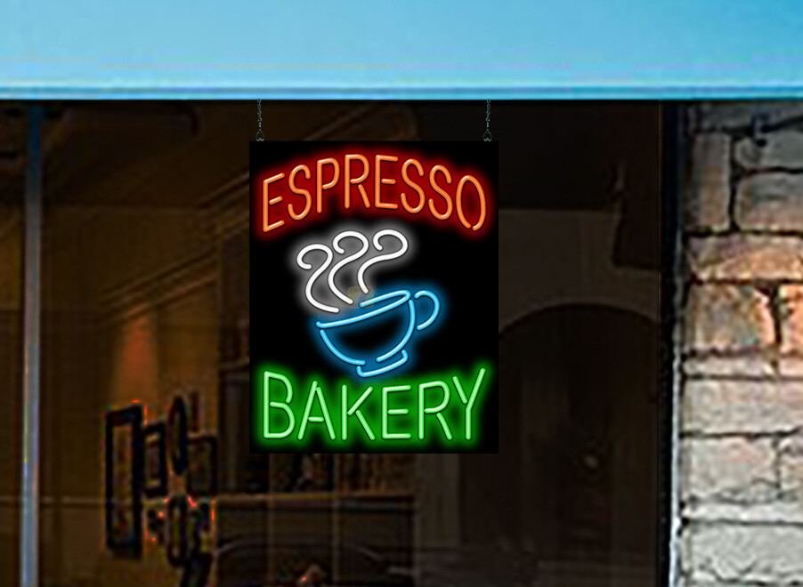 Espresso Bakery Neon Sign REAL Neon Window Sign Hand Bent Advertisement