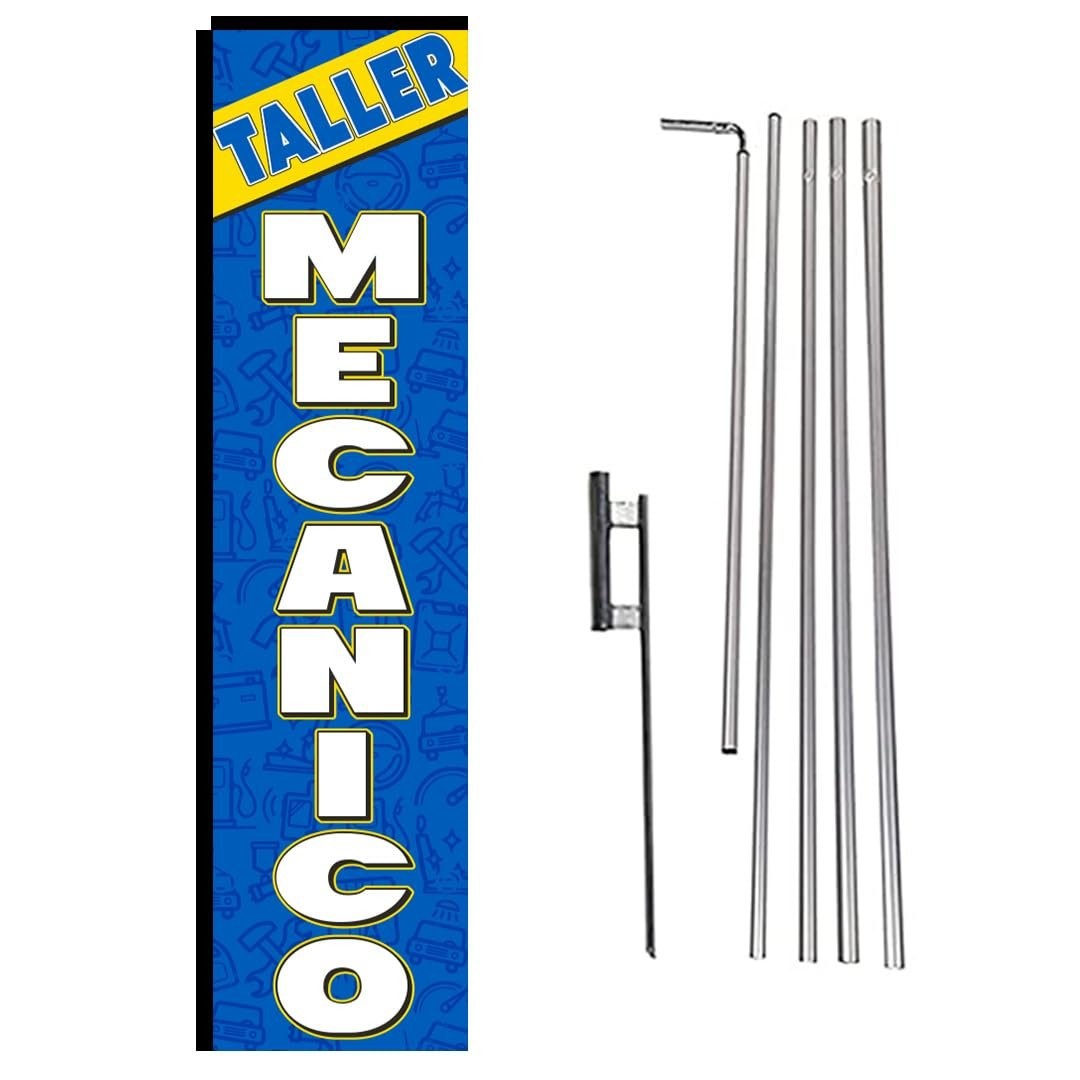 Taller Mecanico Swooper Rectangle Flag Advertising banner signs with complete…