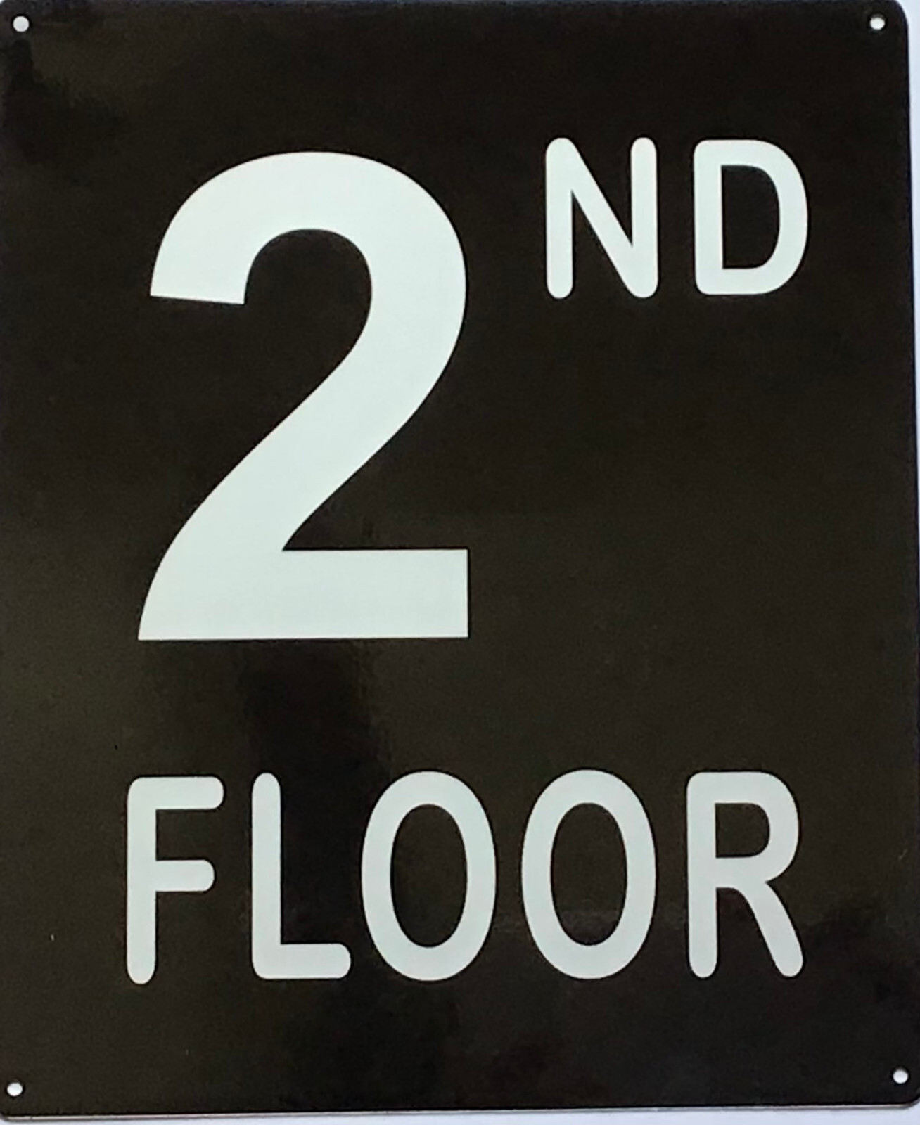 2ND FLOOR SIGN (10X12, Black Background, Aluminum)-REF24-1027