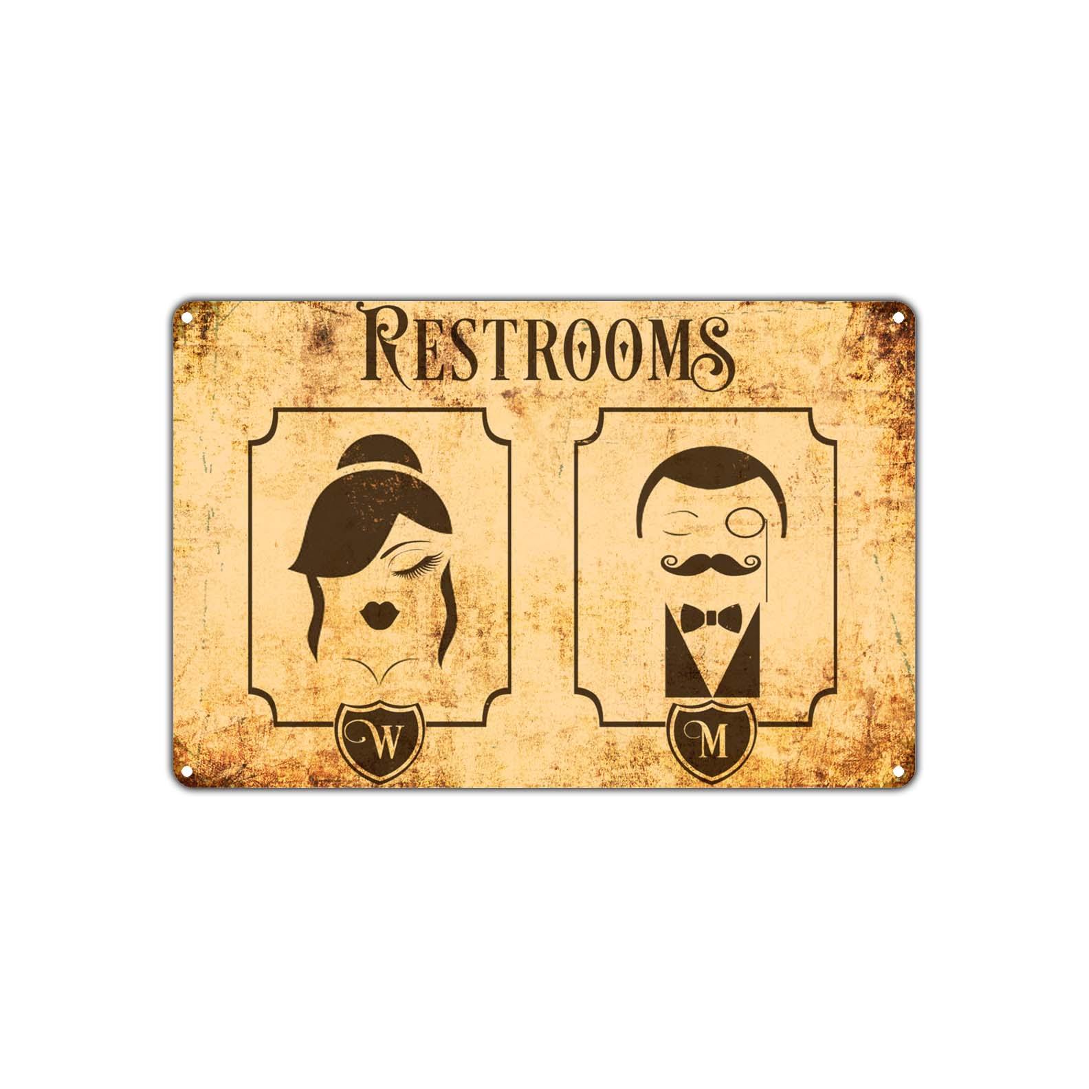 Restrooms Unisex Awareness Vintage Sign For Restaurants Hotels Décor Metal Sign
