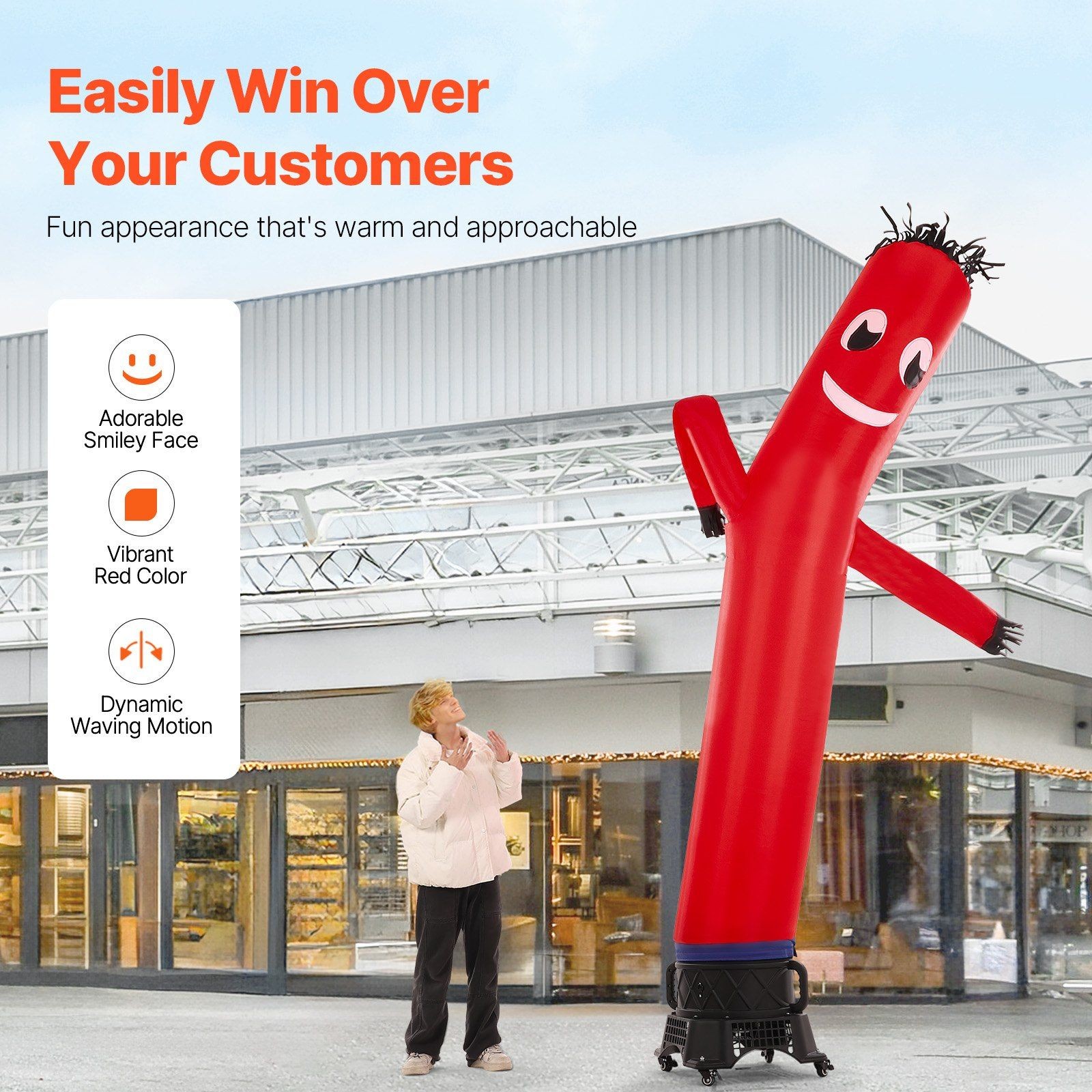 20ft High Visibility Inflatable Dancer 1HP Quiet Blower IPX3 Rated