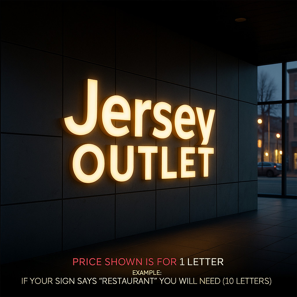 Jersey Outlet LED Channel Letters – Custom Outdoor Storefront Business Sign