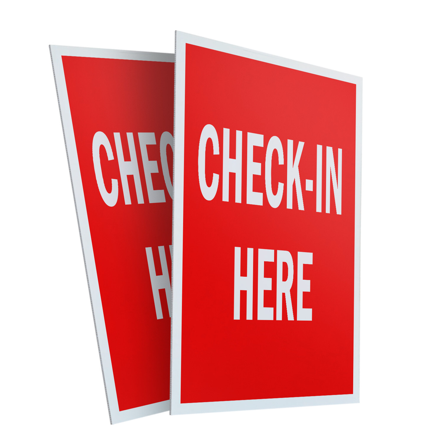 Check-in Here 24″ x 36″ 2 Pack Of Store Sign Plastic Or Decal