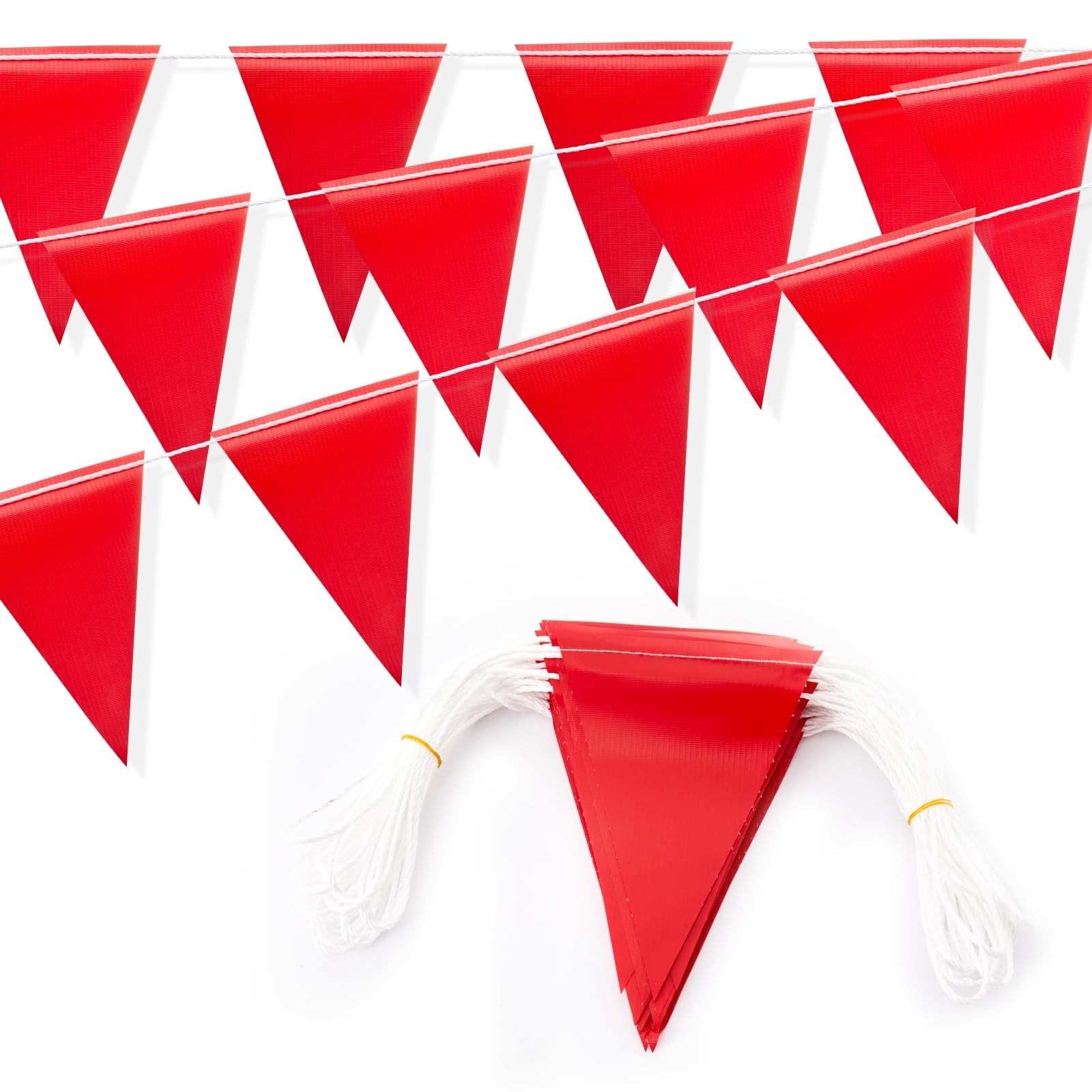 105FT Safety Warning Pennant Banner Flags – Multipurpose High Visibility Tria…