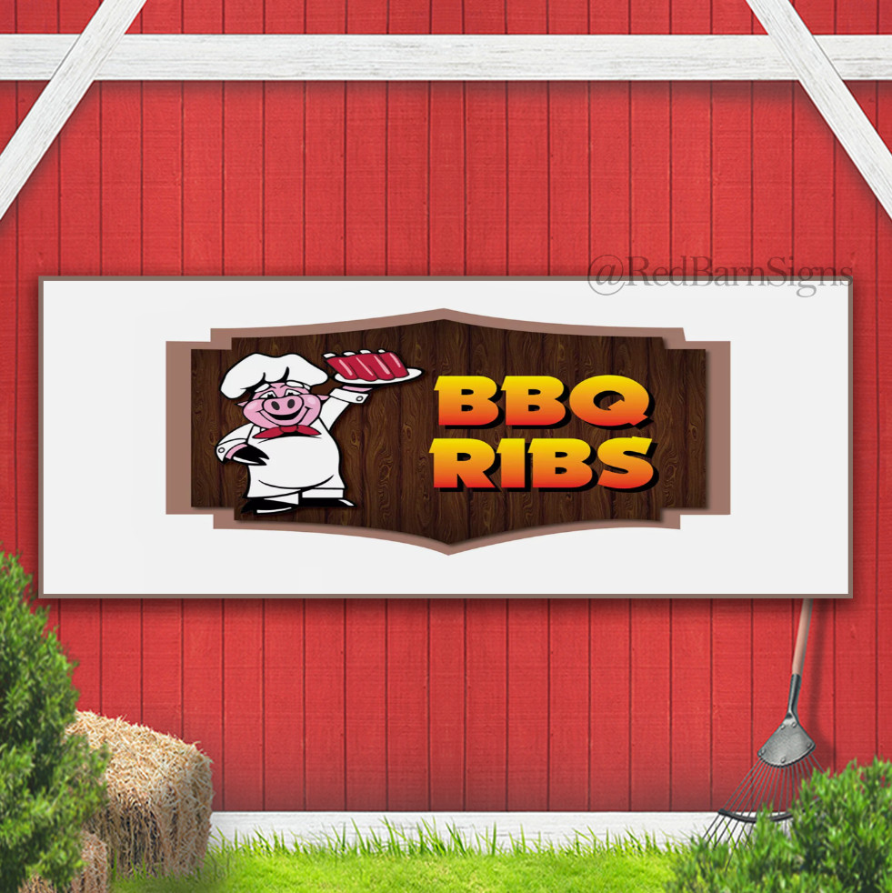 Food Truck Bbq Ribs Restaurant & Food Concession Banner Sign
