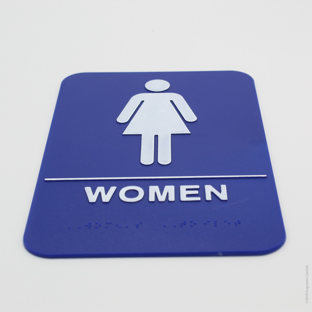 Men & Woman’s Braille ADA Restroom Signs – Choose: Black or Blue