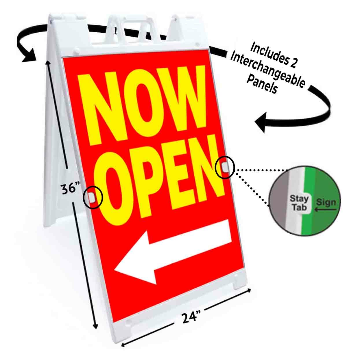 NOW OPEN Signicade 24×36 Aframe Sidewalk Sign Banner Decal LEFT ARROW
