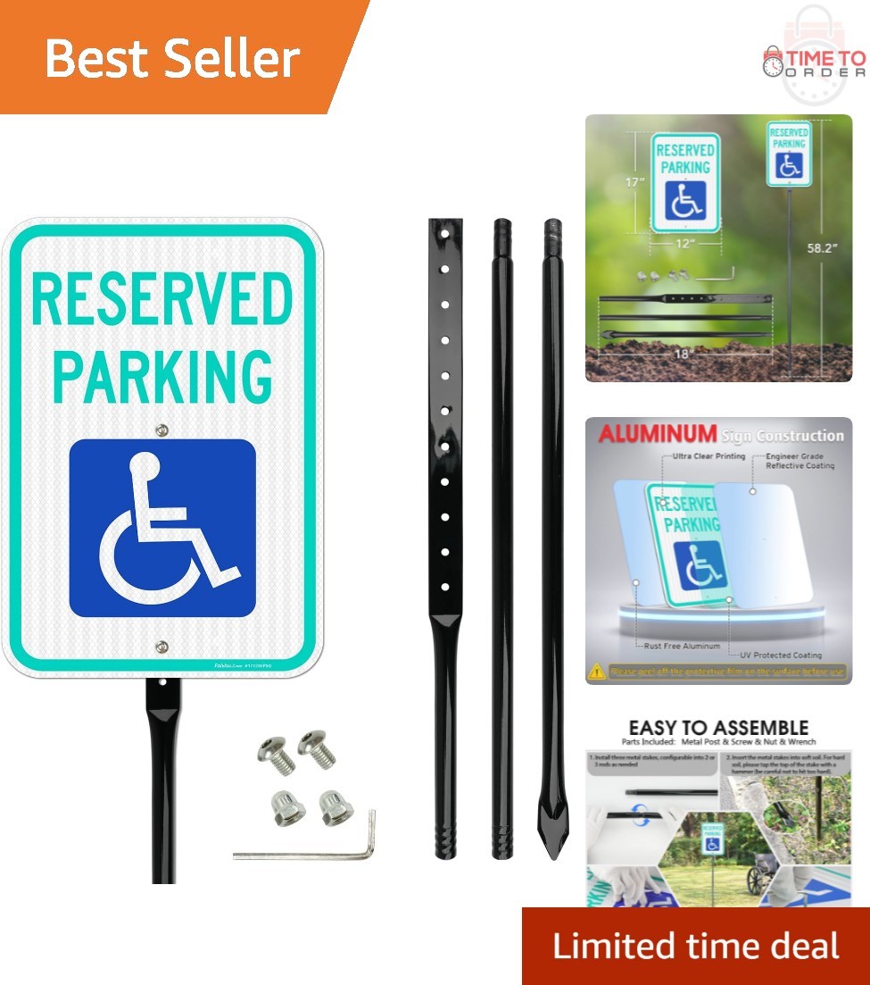 Reserved Parking Sign Aluminum 17×12 In. Reflective Handicap Reserved