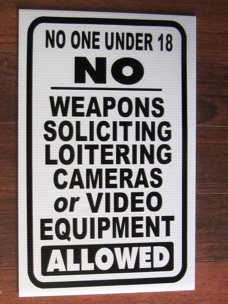 General Business Sign: List of NO Allowed