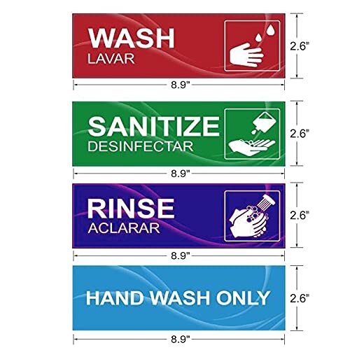 12 PACK Wash Rinse Sanitize Stickers – Great for Restaurants Commercial Kitchens