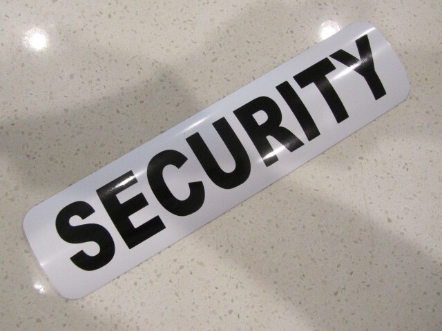 SECURITY White & Black Vehicle Magnetic Sign 3″x12″ for Car Truck Van SUV