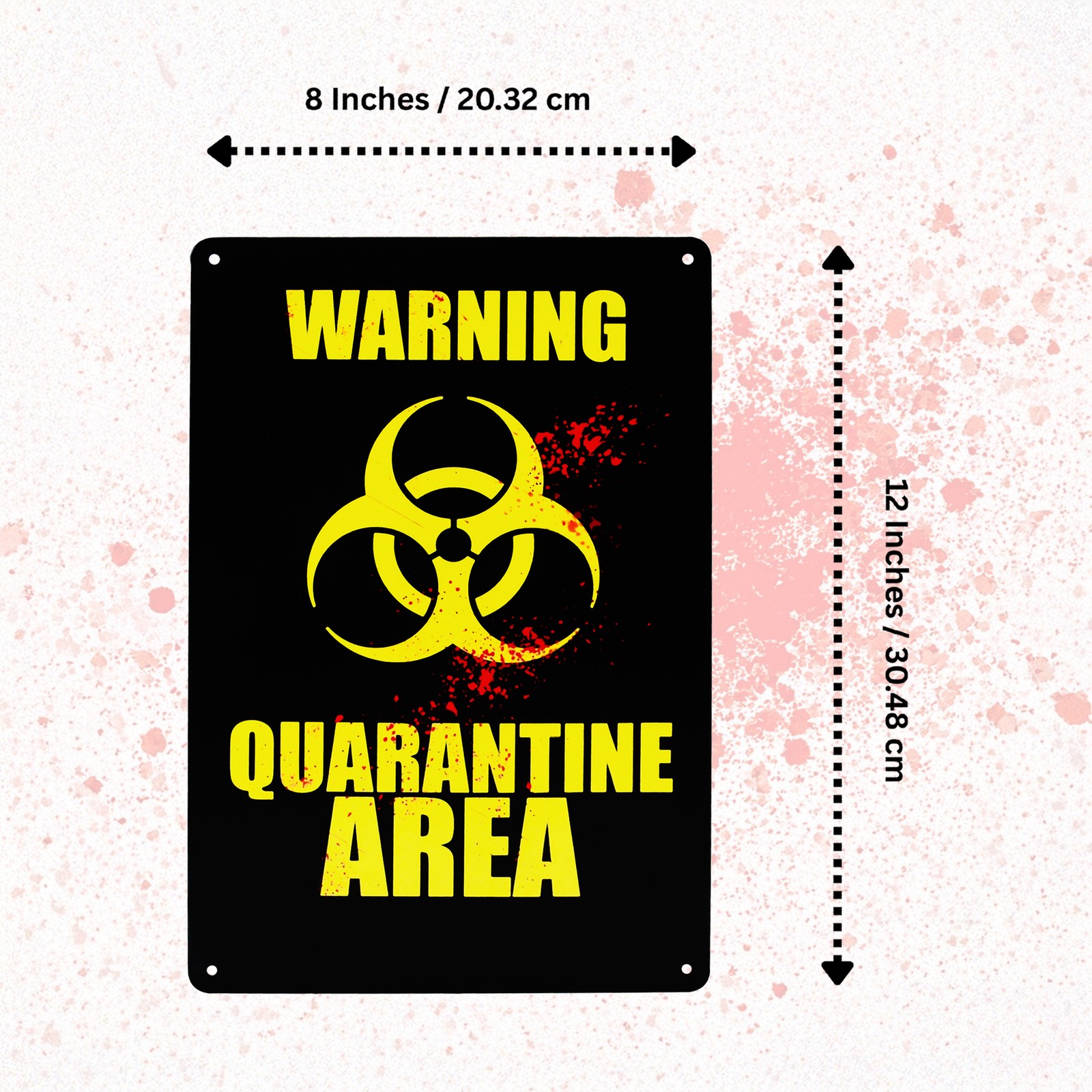 Warning Quarantine Area Metal Haunted House Wall Art Sign Halloween Decorations