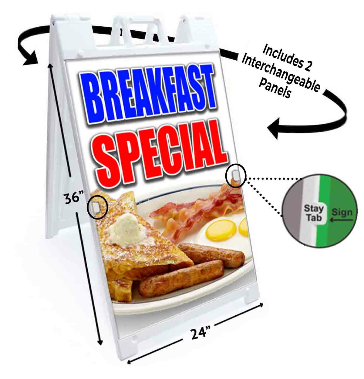 BREAKFAST SPECIAL Signicade 24×36 A Frame Sidewalk Pavement Sign Double Sided