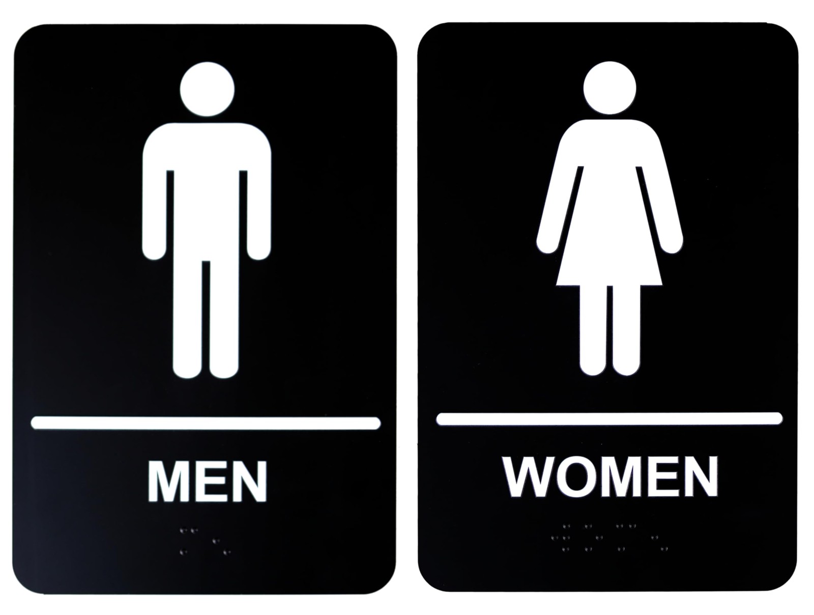 2-Pack 6×9-inch Mens Womens Bathroom Signs ADA Compliant with Braille