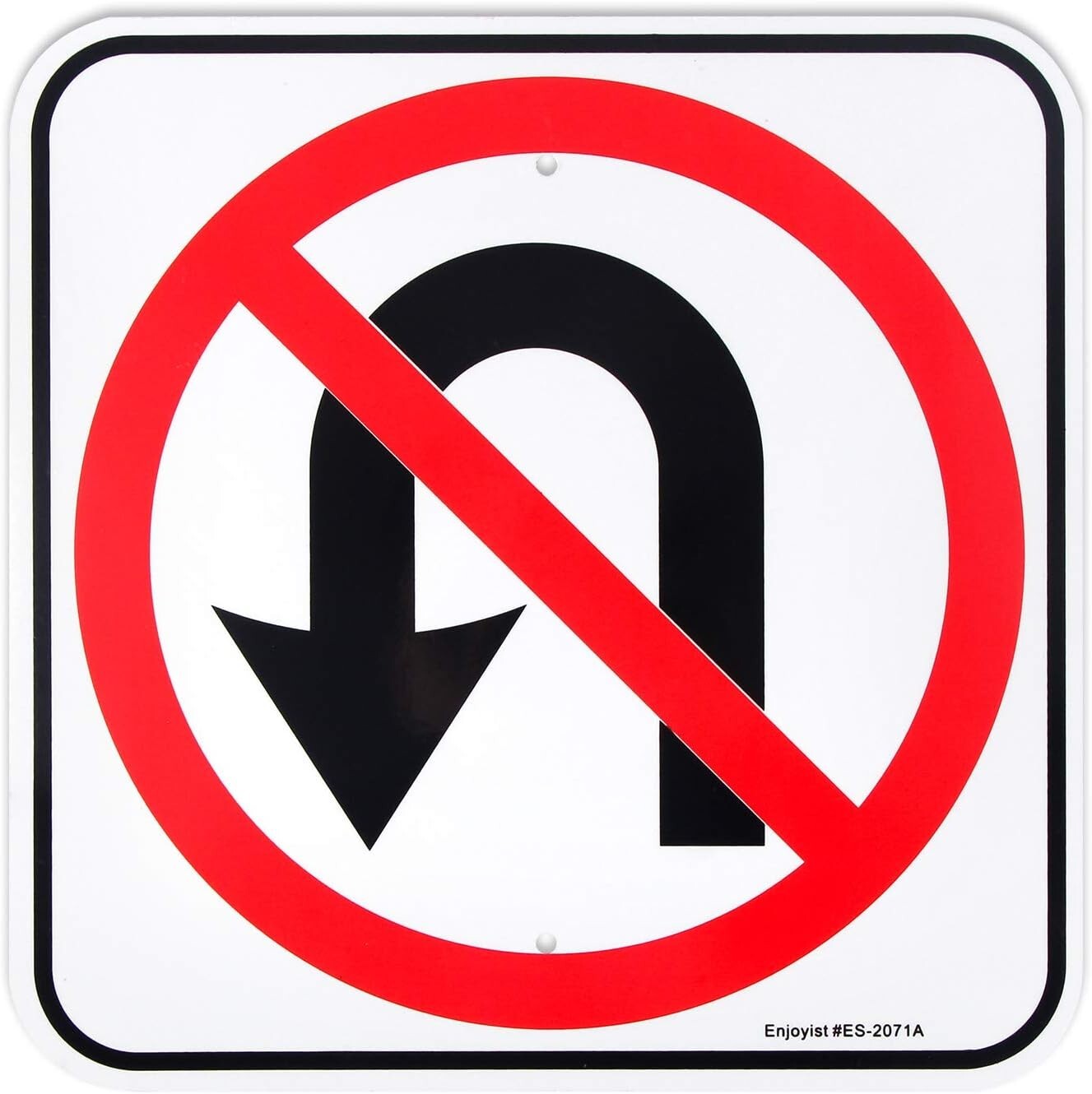 No U-Turn Symbol Sign, No Turn Around – 12″x 12″ – .040 Aluminum Reflective