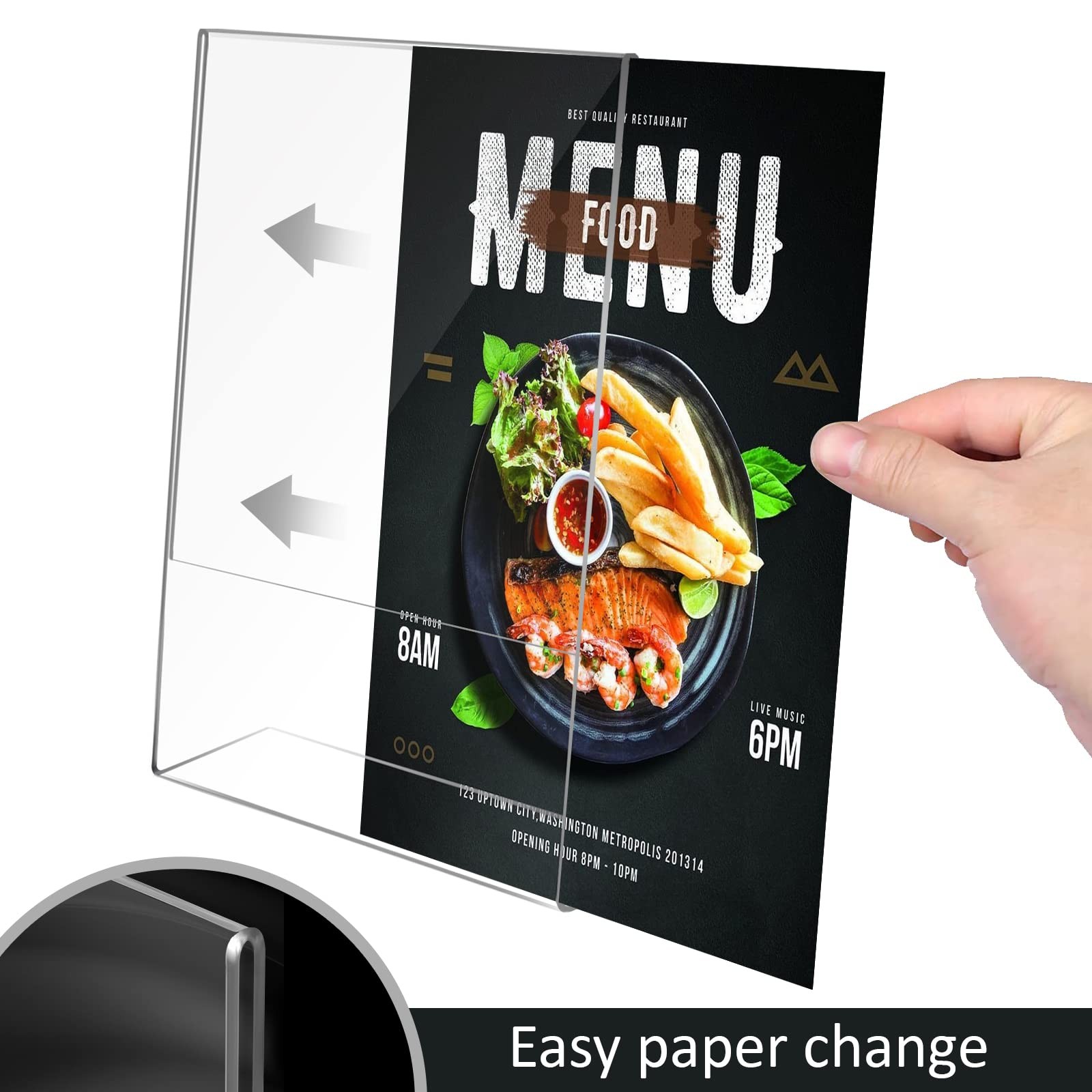 Ludery 8.5×11 Inches Acrylic Sign Slant Back Holder, Plastic ‎4pack, Clear
