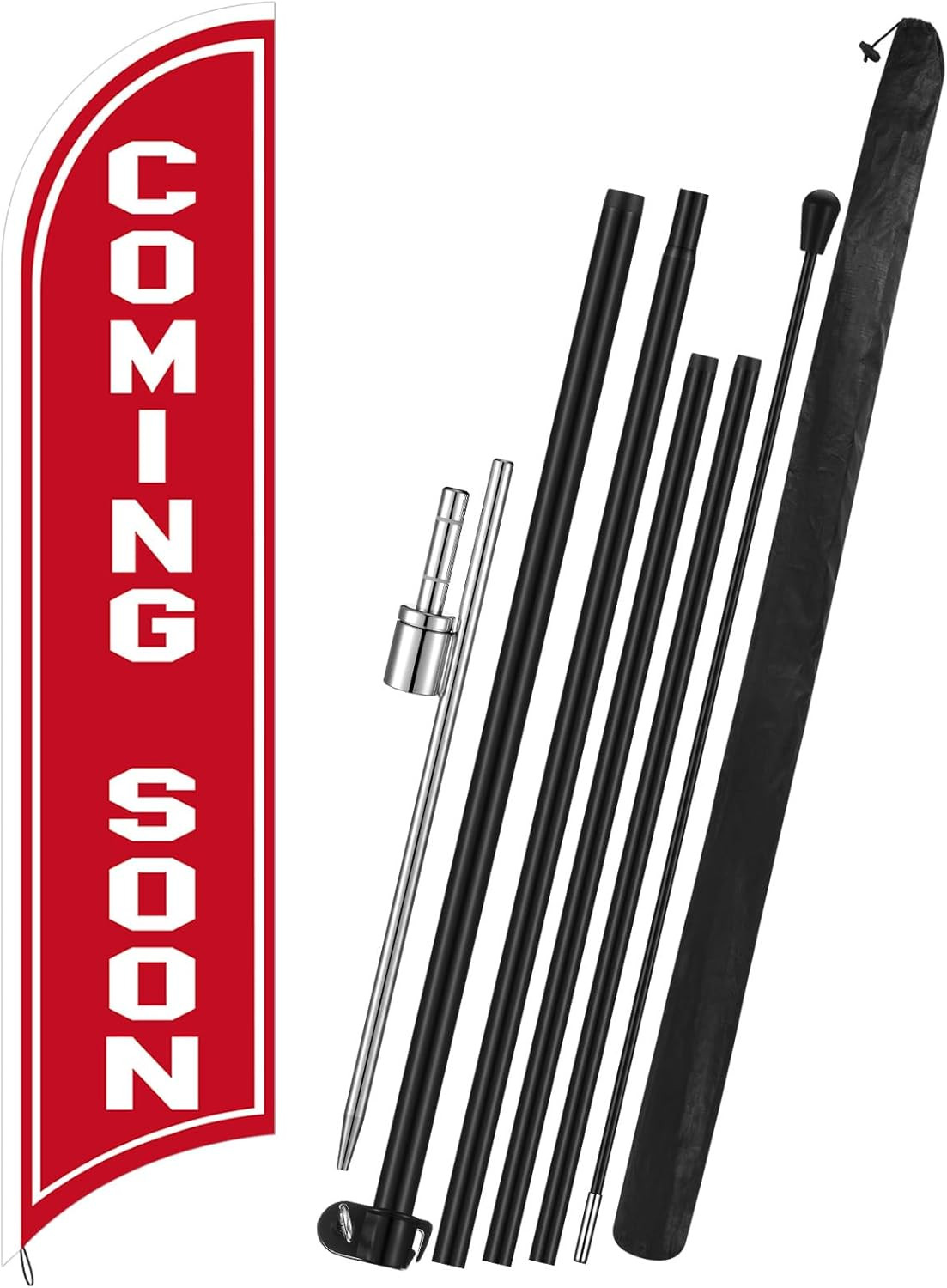 15 Ft Coming Soon Feather Banner Flag with Pole Kit for Outdoor Advertising