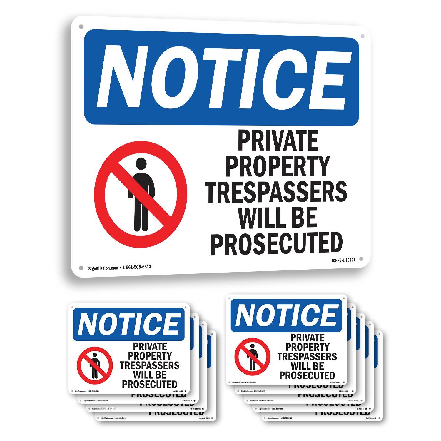 Private Property Trespassers Prosecuted OSHA Notice Sign Or Decal – 5 or 10 Pack