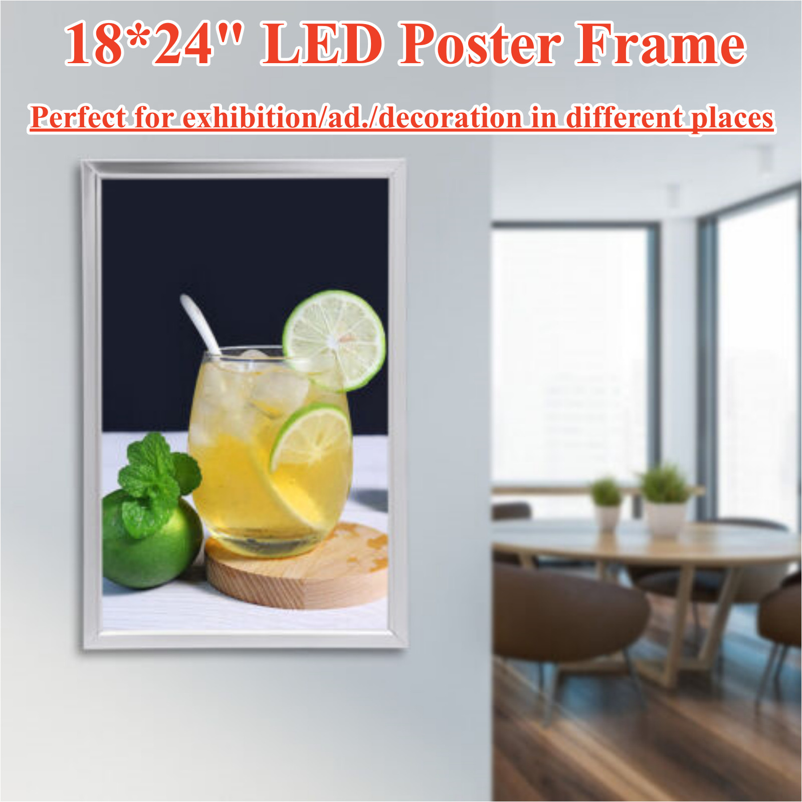 18×24″ LED Backlit Movie Poster Art Picture Frame Light Box Advertising Display