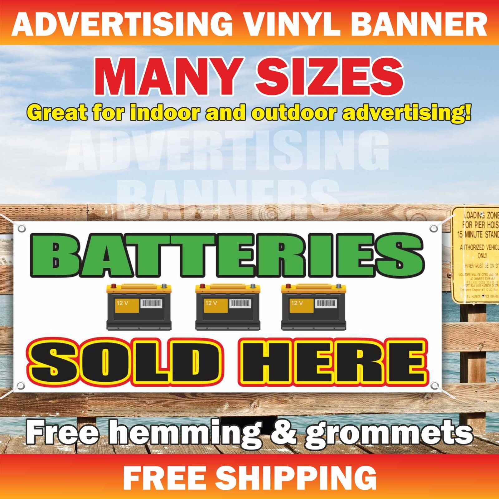 BATTERIES SOLD HERE Advertising Banner Vinyl Sign Auto Repair General Mechanic
