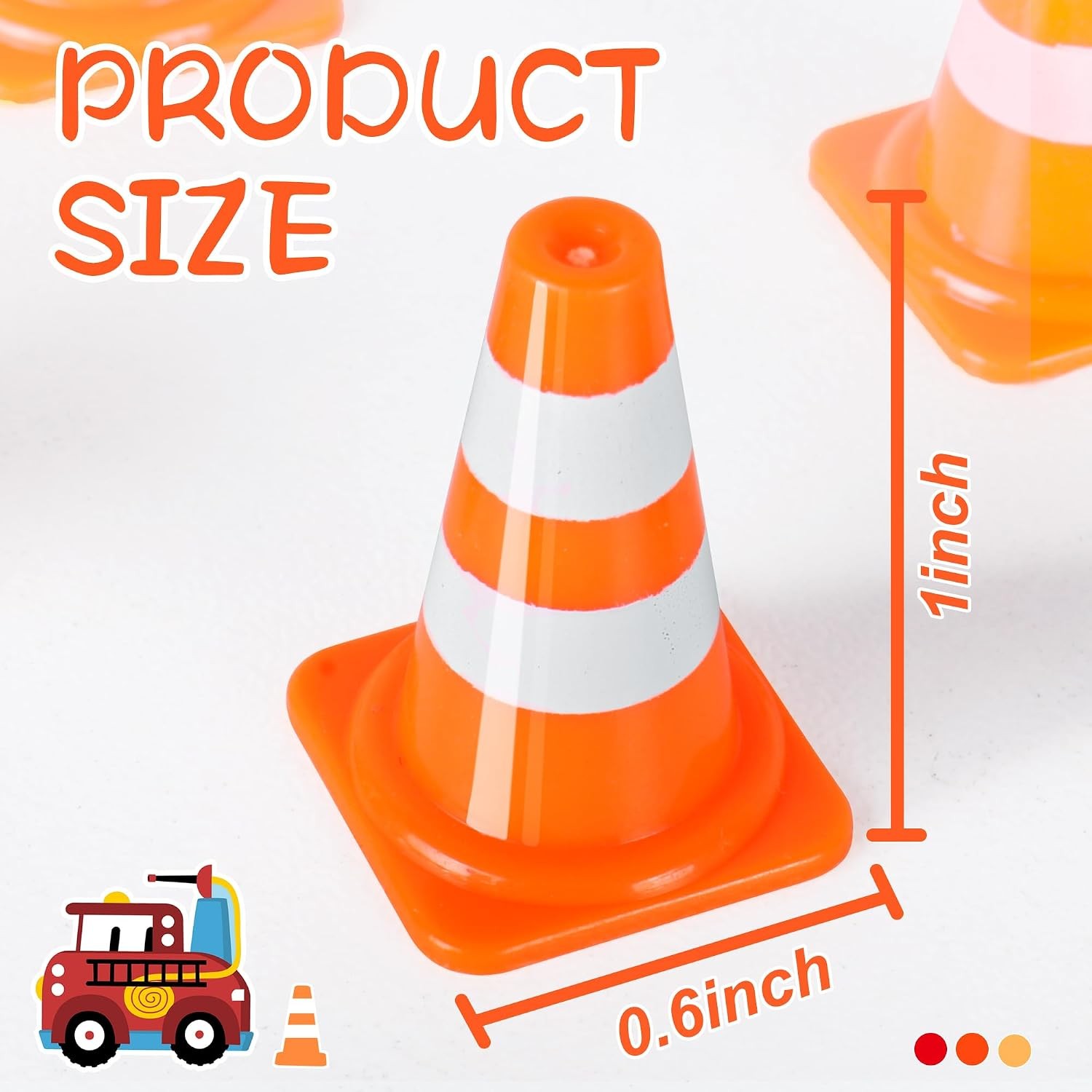50PCS Mini Traffic Cones 1 Inch Toy Orange Cones Kids Pretend Play Building