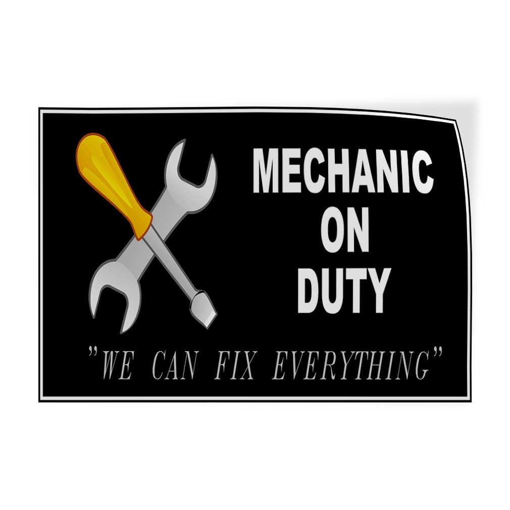 Decal Stickers Mechanic on Duty Black Car Vinyl Store Sign Label Automotive