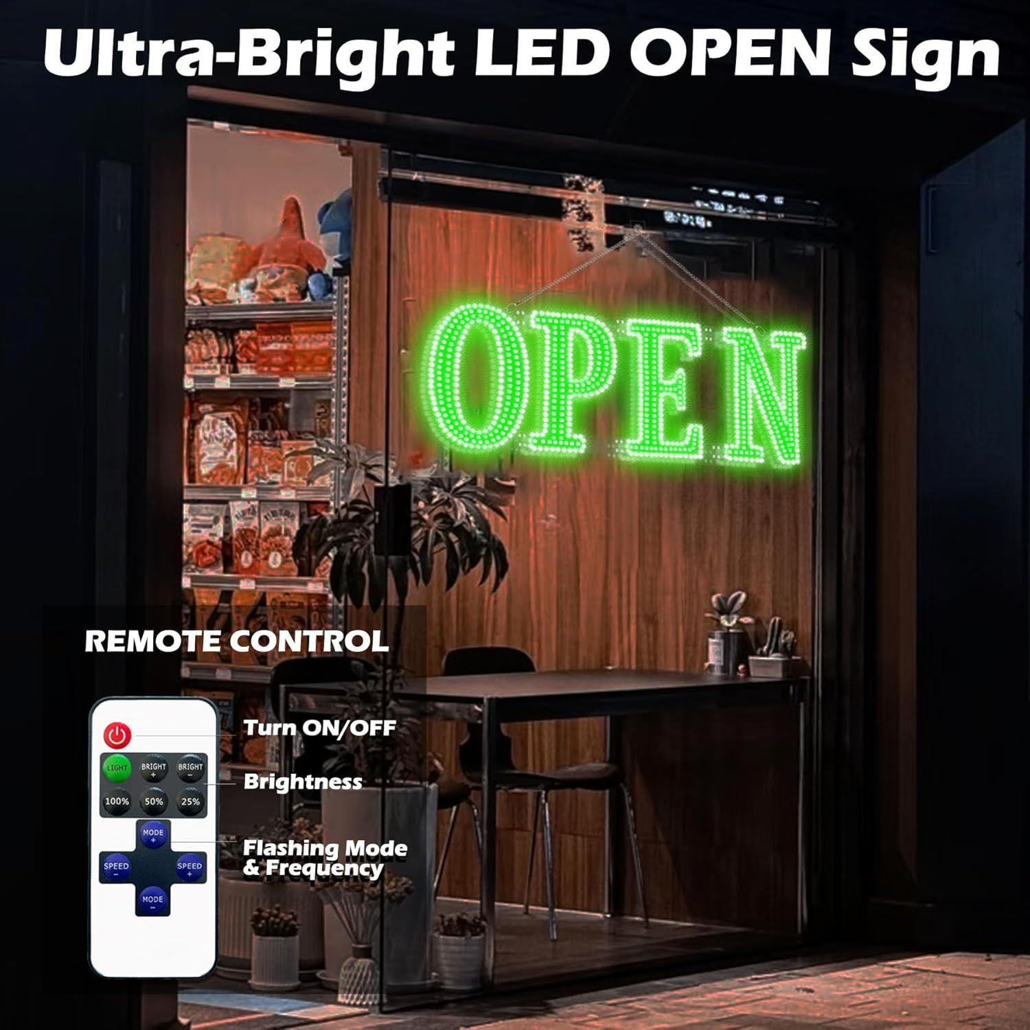 Led Open Signs for Business 30X10In Big Open Sign Led W/Remote Control Window Wa