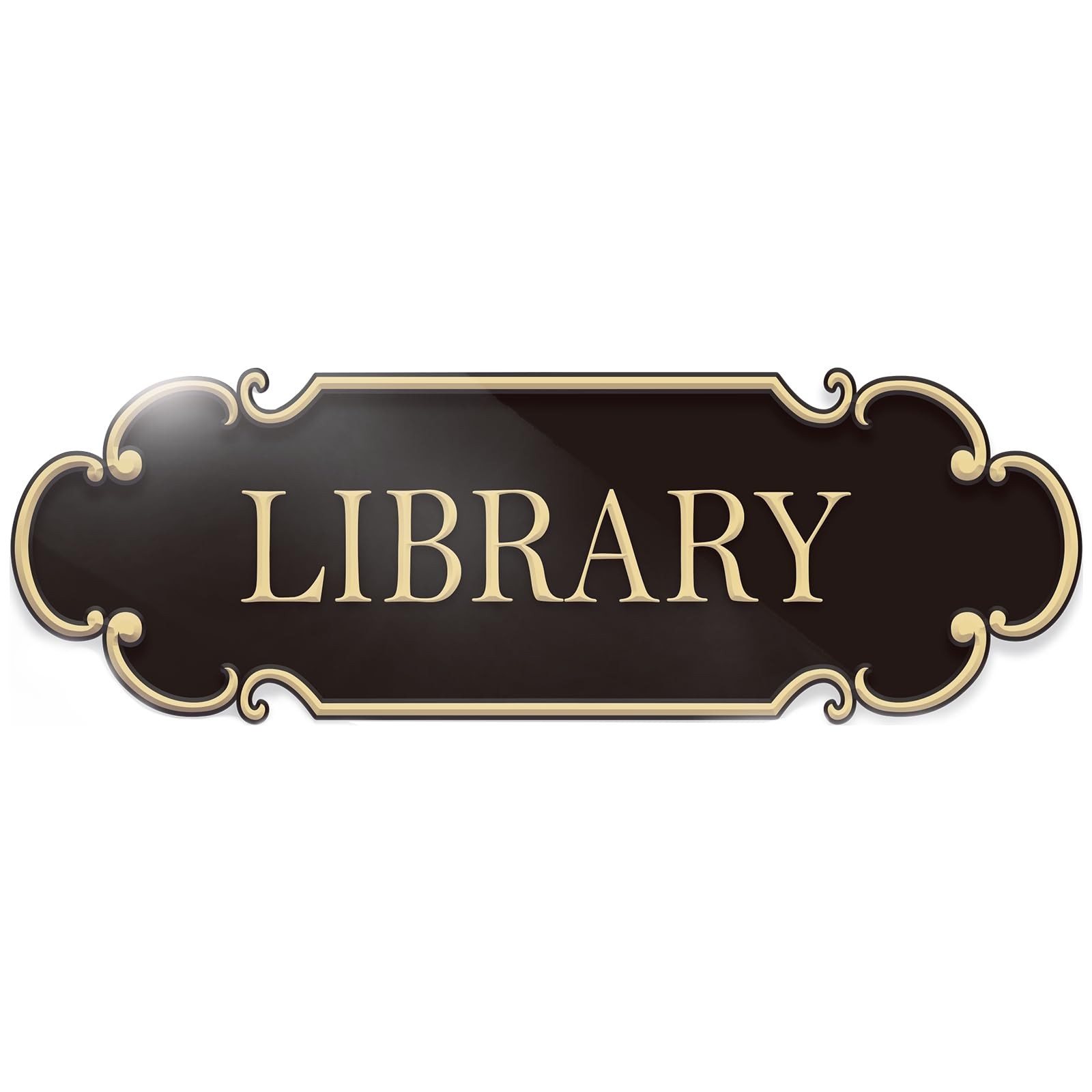 Library Sign 9×3 Inch Spay Gold SelfAdhesive Signage Reading Room Decoration