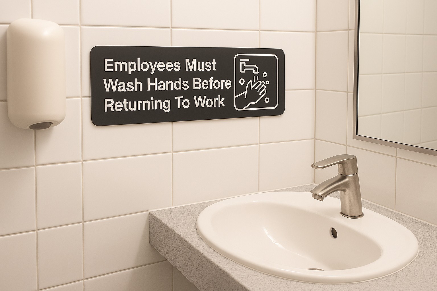 Employees Must Wash Hands Sign 3×9 Inch Self Adhesive Acrylic UV Protected 2 PCs