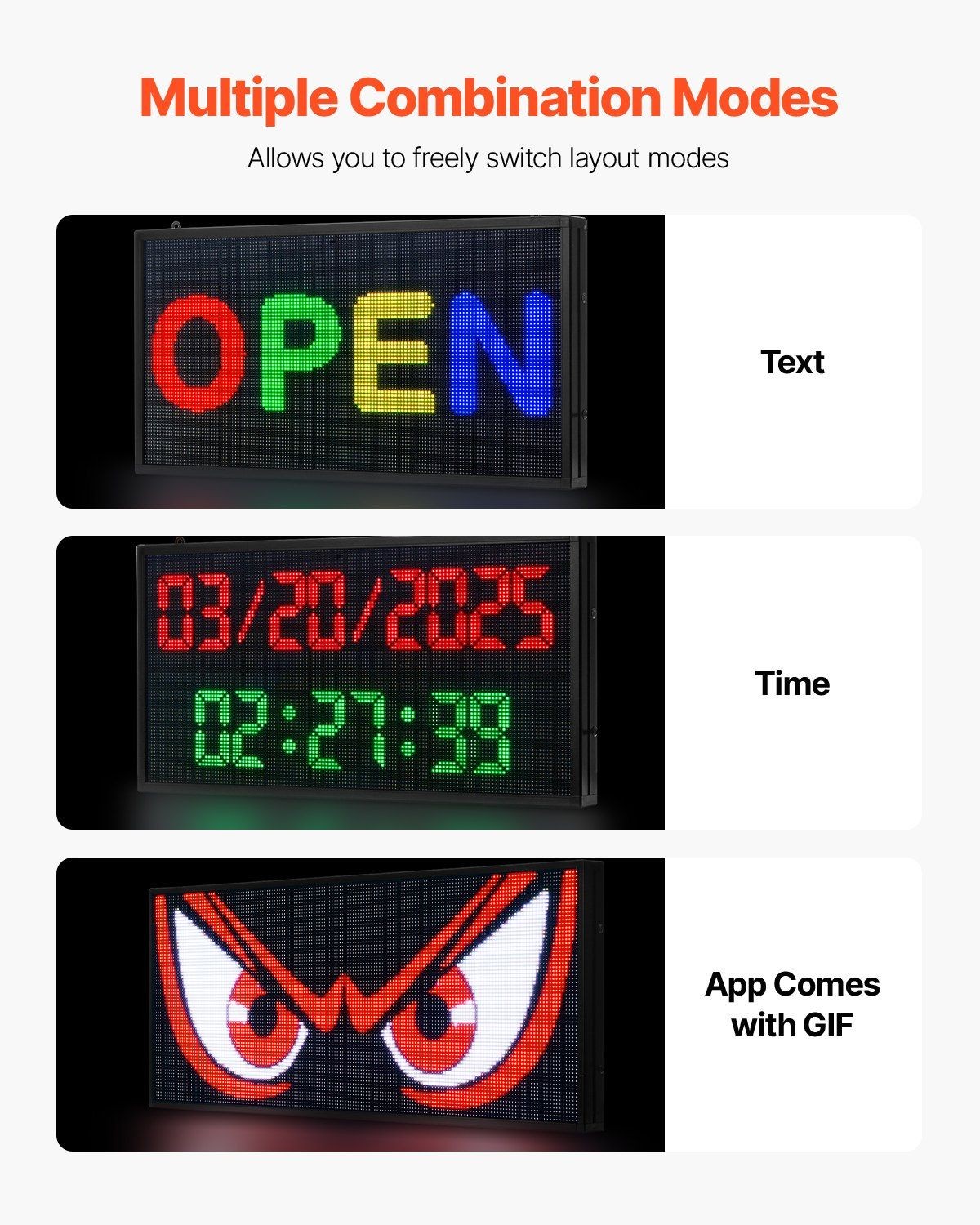LED Display Board P5 27x14in Full-color Programmable Digital Scrolling Sign