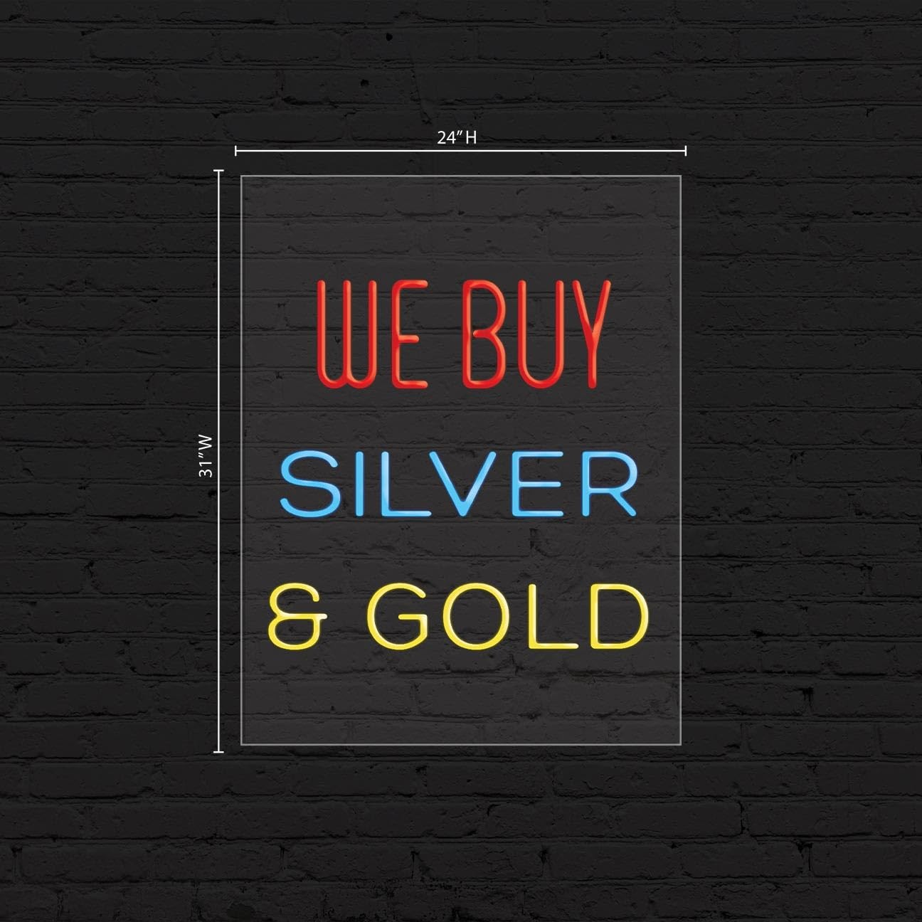 We Buy Silver & Gold Sign for Business | LED Flex Neon | 24″W x 31″H x 1″D