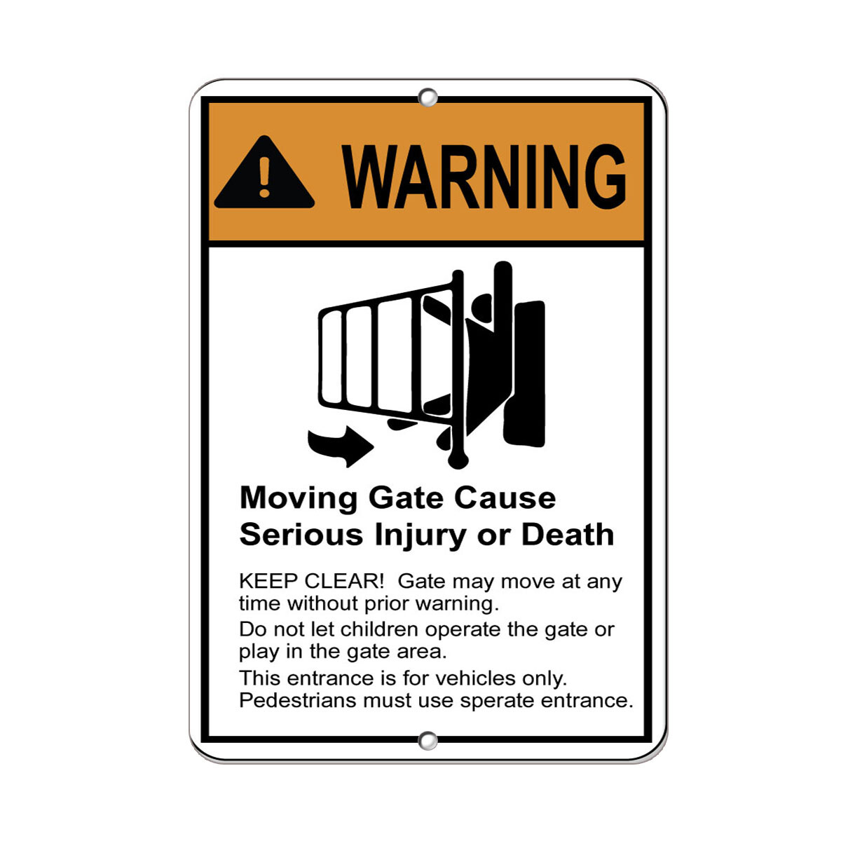 Vertical Metal Sign Multiple Sizes Warning Moving Gate Cause Serious Injury B
