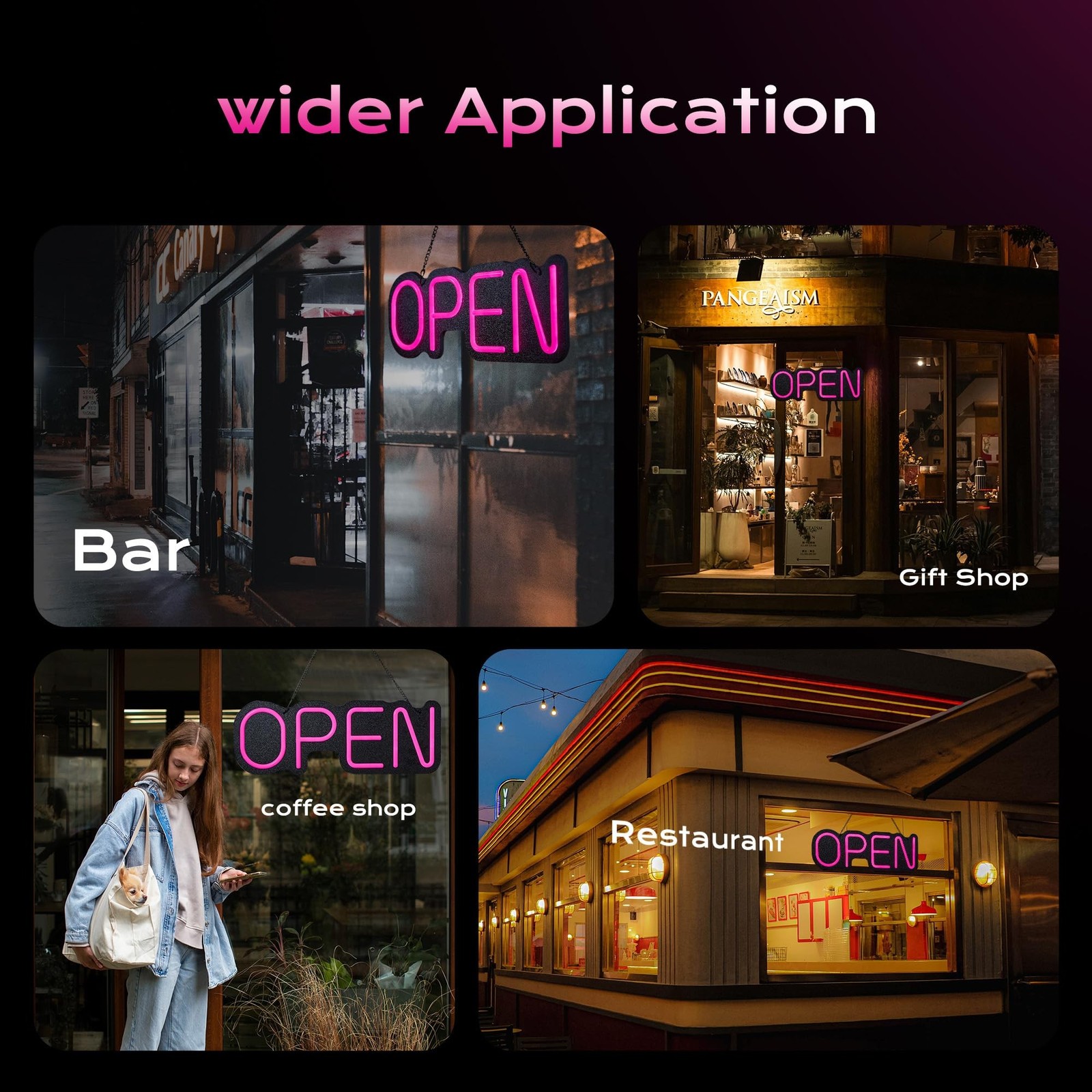 24 inch Neon Open Signs for Business, Open Sign with Textured Backboard LED A…