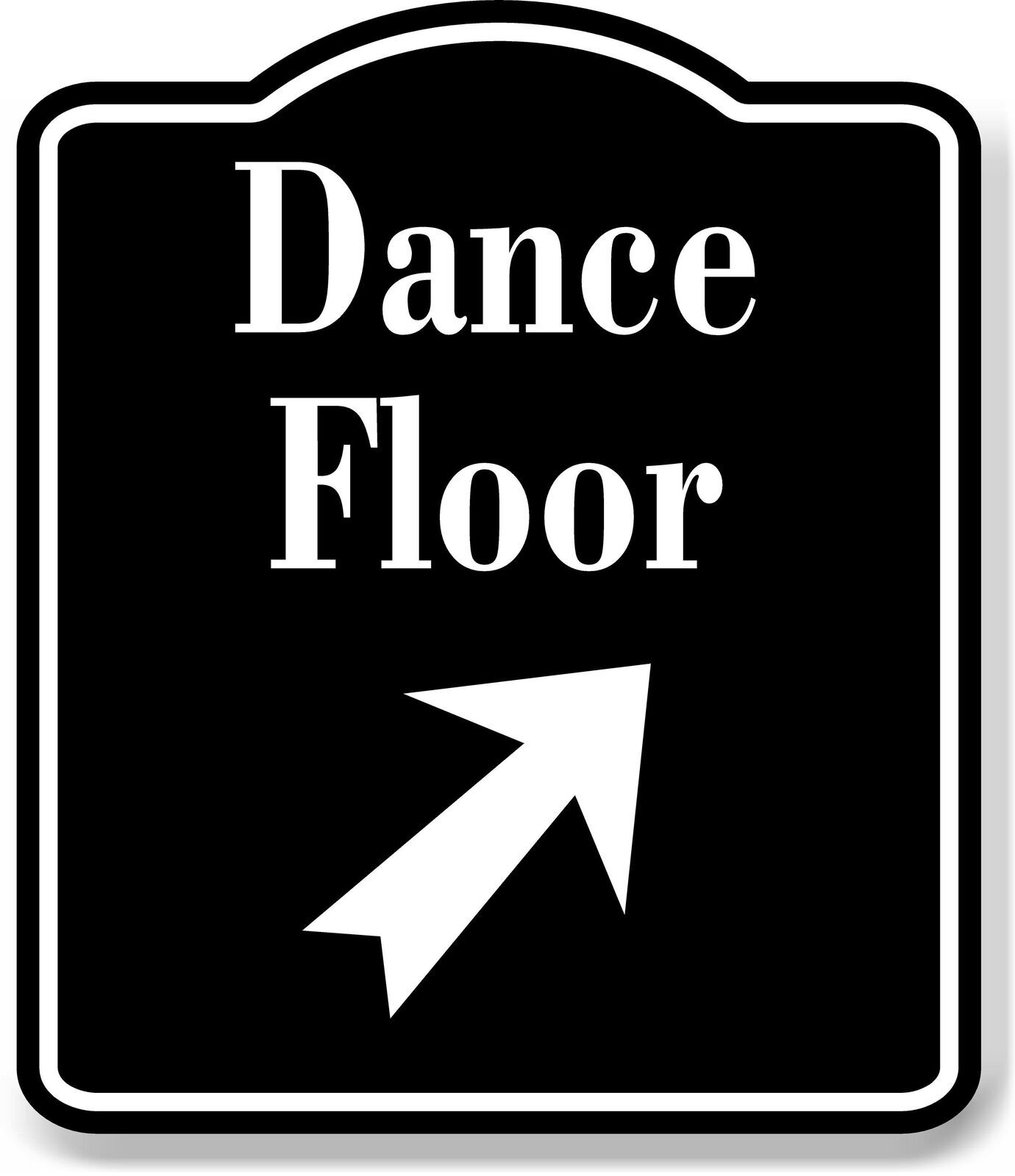 Dance Floor 45 Degree Up Right Arrow BLACK Aluminum Composite Sign