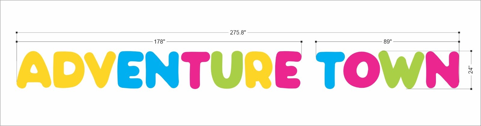 Custom Foam Letters storefront commercial place ADVENTURE TOWN 24 inches set
