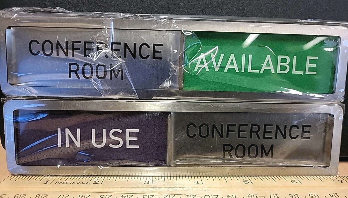 2 Conference Room Signs Slide In Use Or Available Meeting in Progress Door Sign