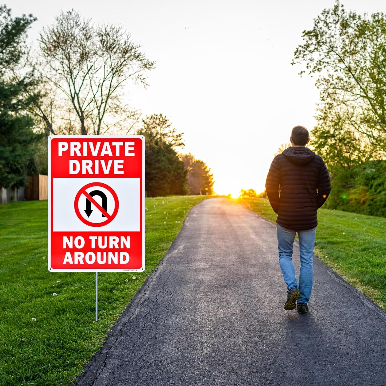 Private Drive Sign, No Turn around Sign, Driveway Signs No Turnaround, 2 Pack 14