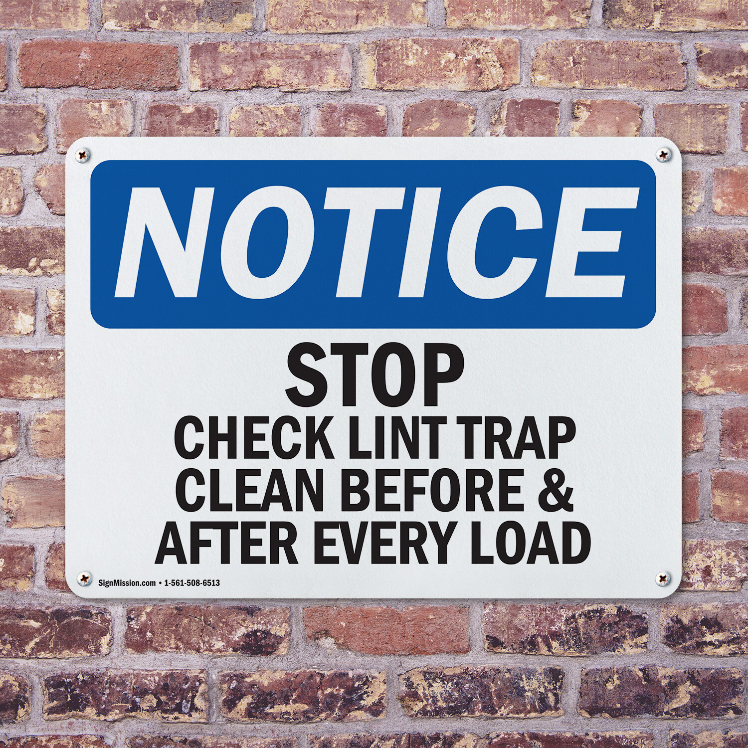 (2 Pack) Stop Check Lint Trap Clean Before & After OSHA Notice Sign Decal Metal