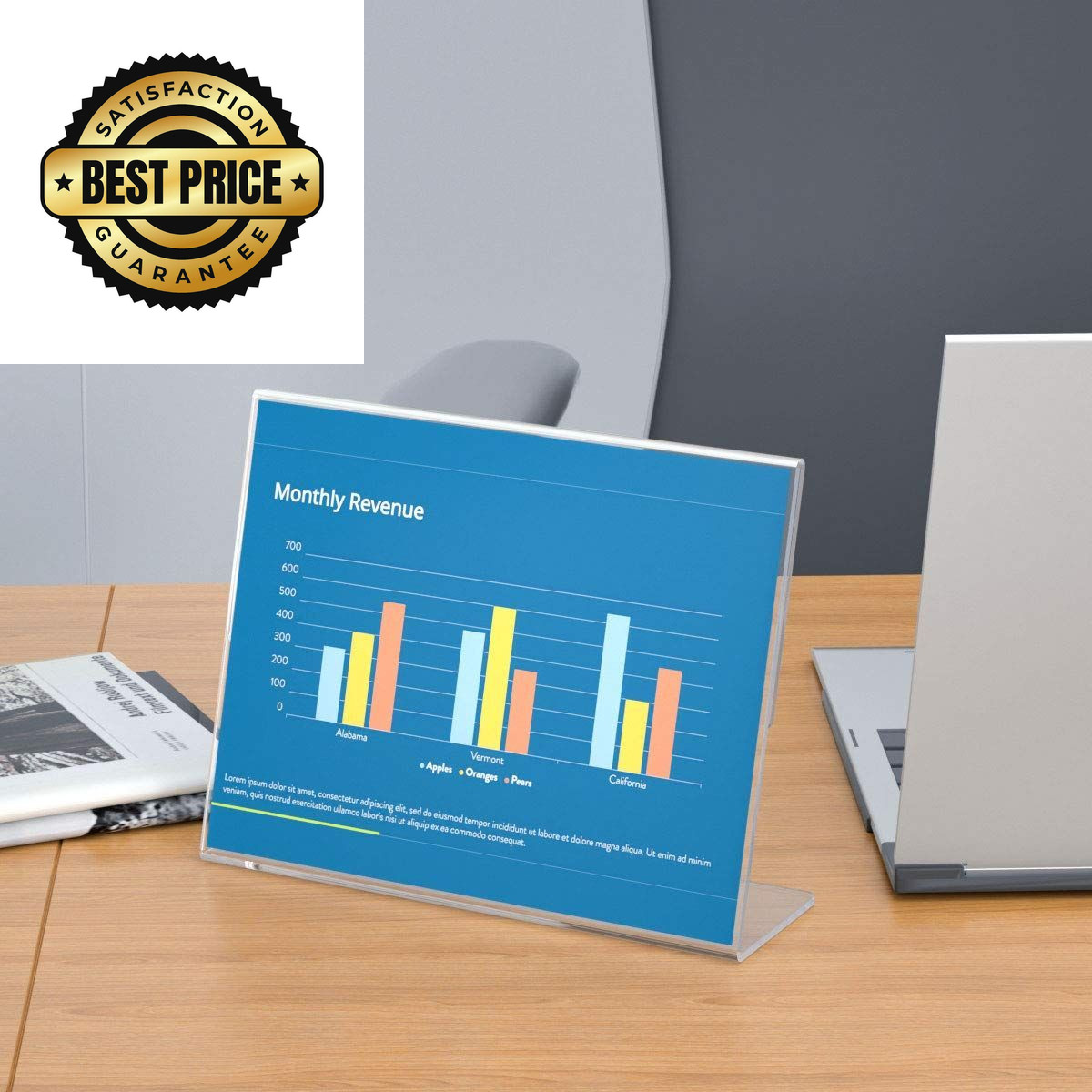 NIUBEE Acrylic Sign Holder 8.5×11 Inches 3 Pack Landscape, 8.5×11″, Clear