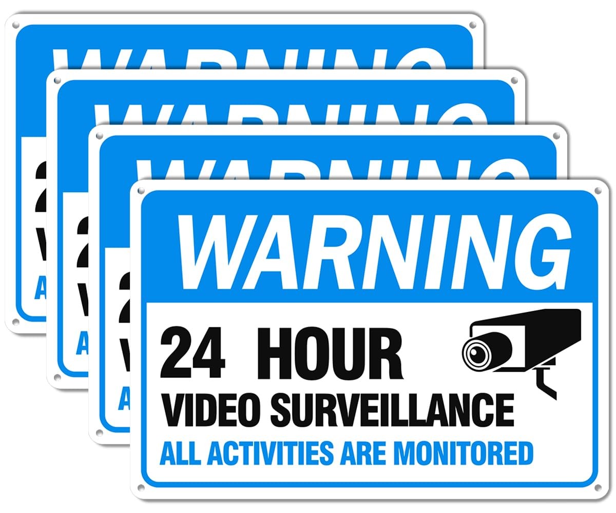 Video Surveillance Sign 4-Pack 12″ x 8″ Security Camera Sign Waterproof New