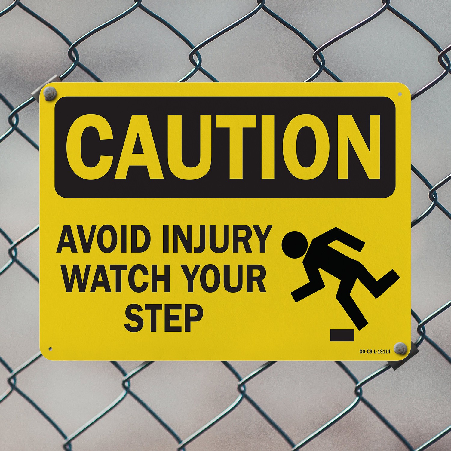 Avoid Injury Watch Your Step with Graphic OSHA Caution Sign, Decal 5 or 10 Pack
