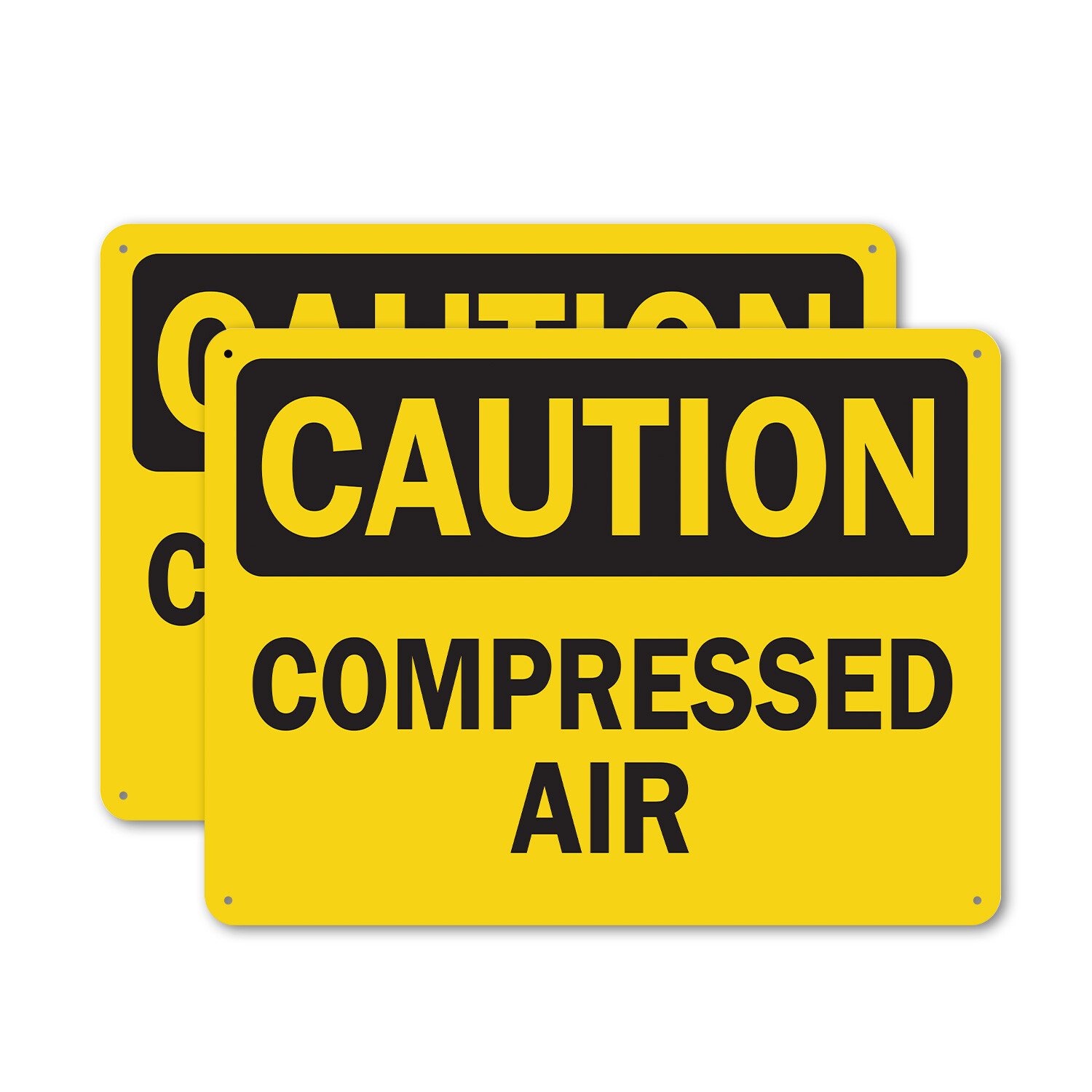(2 Pack) Compressed Air OSHA Caution Sign Decal Metal Plastic
