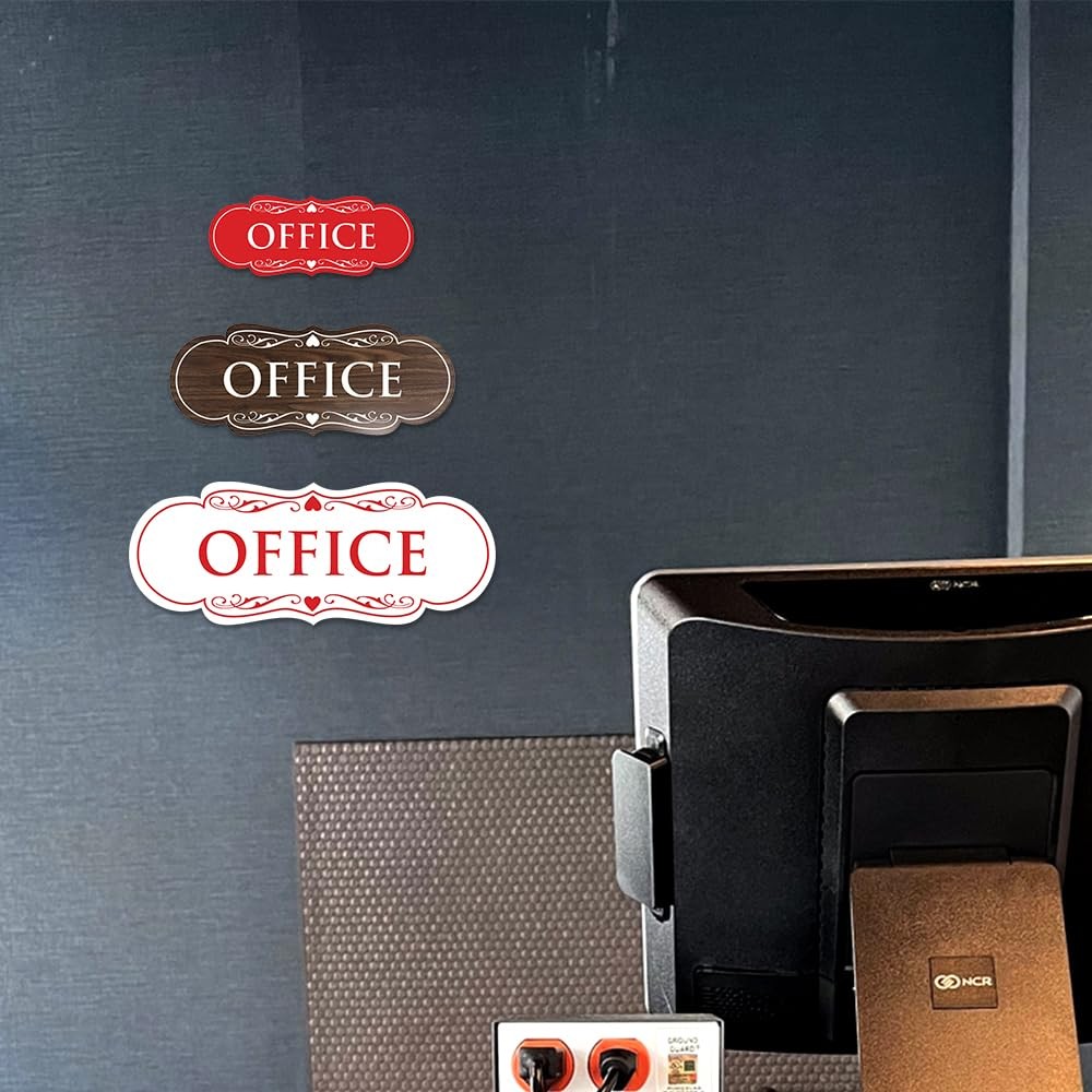 Designer Office Sign | Easy Installation – Brushed Gold – Medium 1 Pack