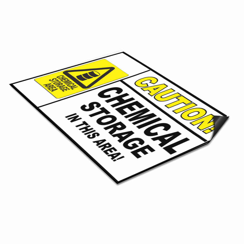 Car Magnet Set of 2 Caution! Chemical Storage Safety Industrial Sign