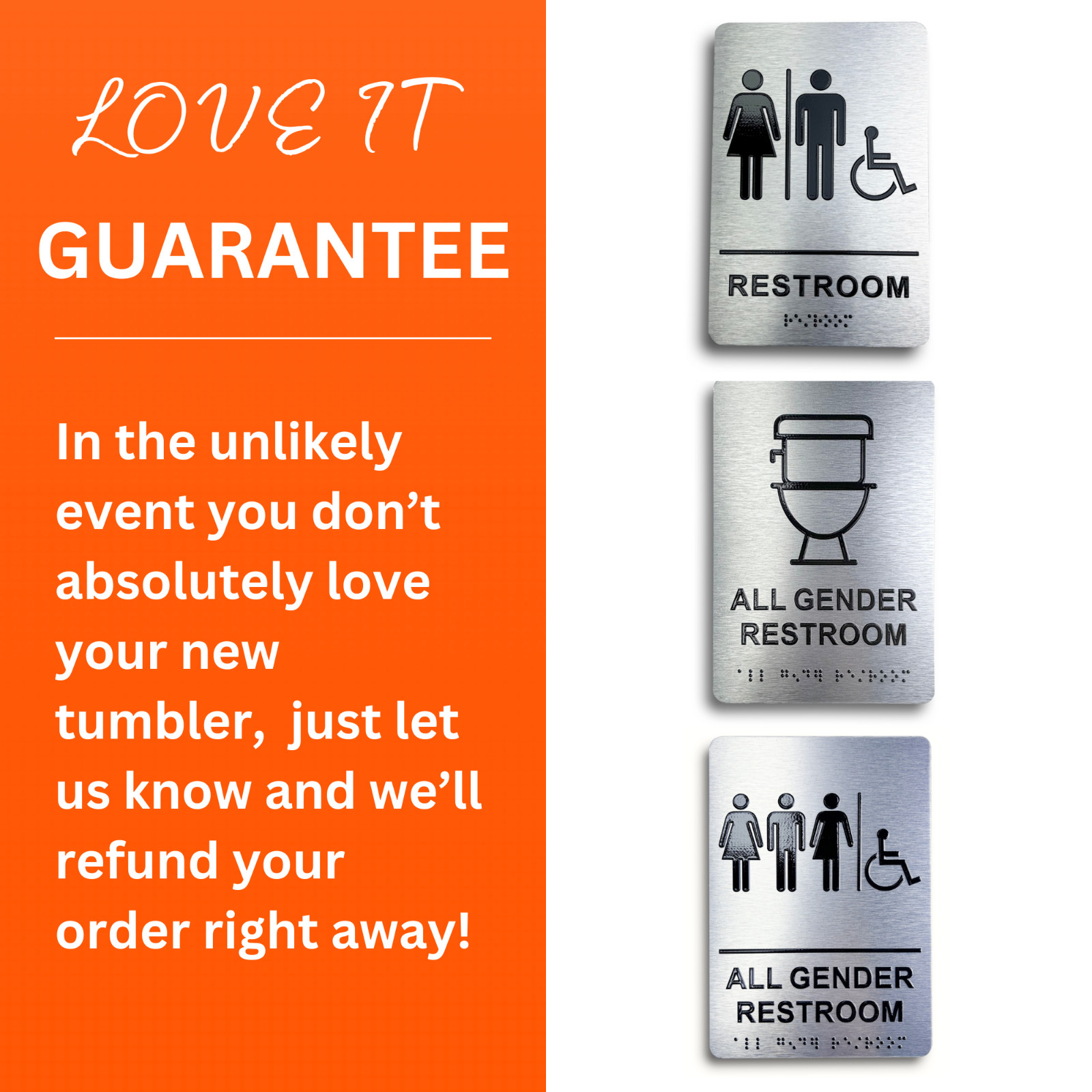 Unisex Restroom Sign with Braille, Aluminum 9 x 6″ ADA Restroom Sign