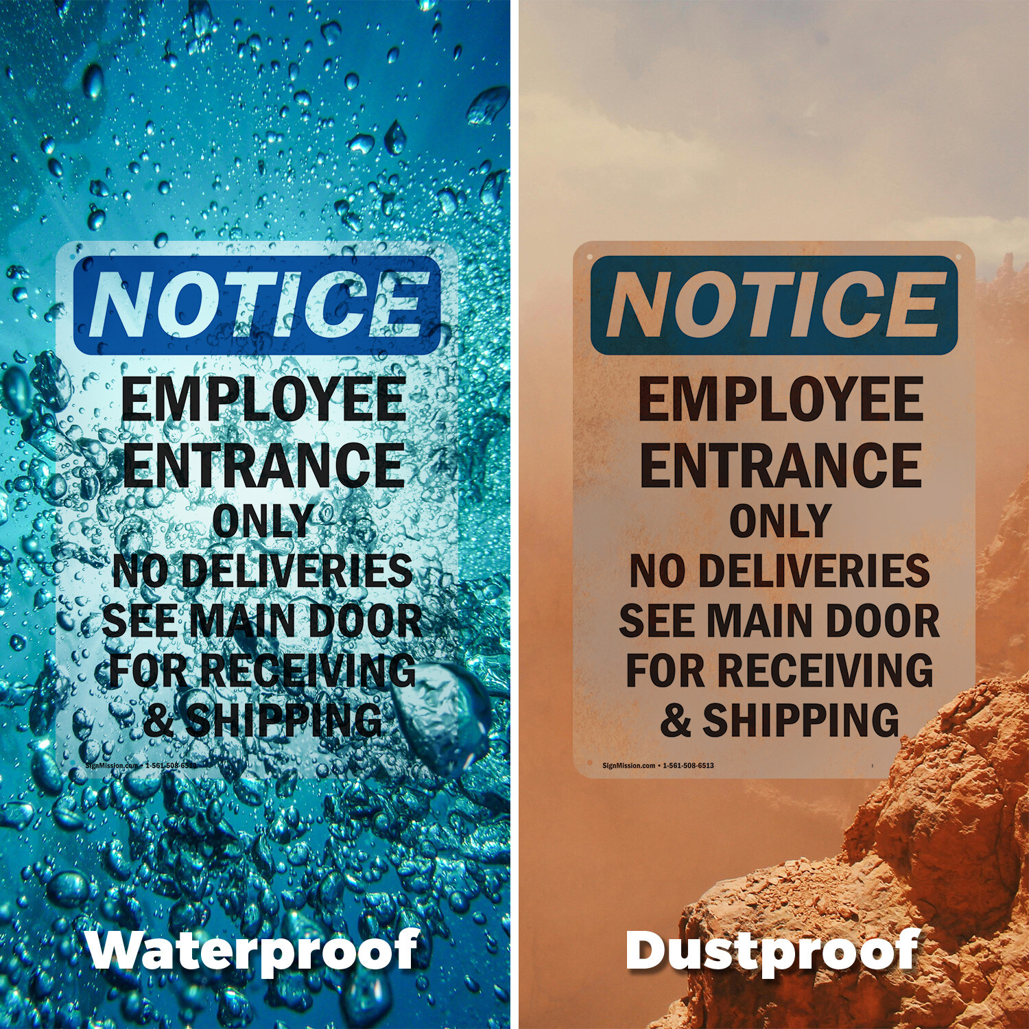 (2 Pack) Employee Entrance Only No Deliveries OSHA Notice Sign Decal Metal