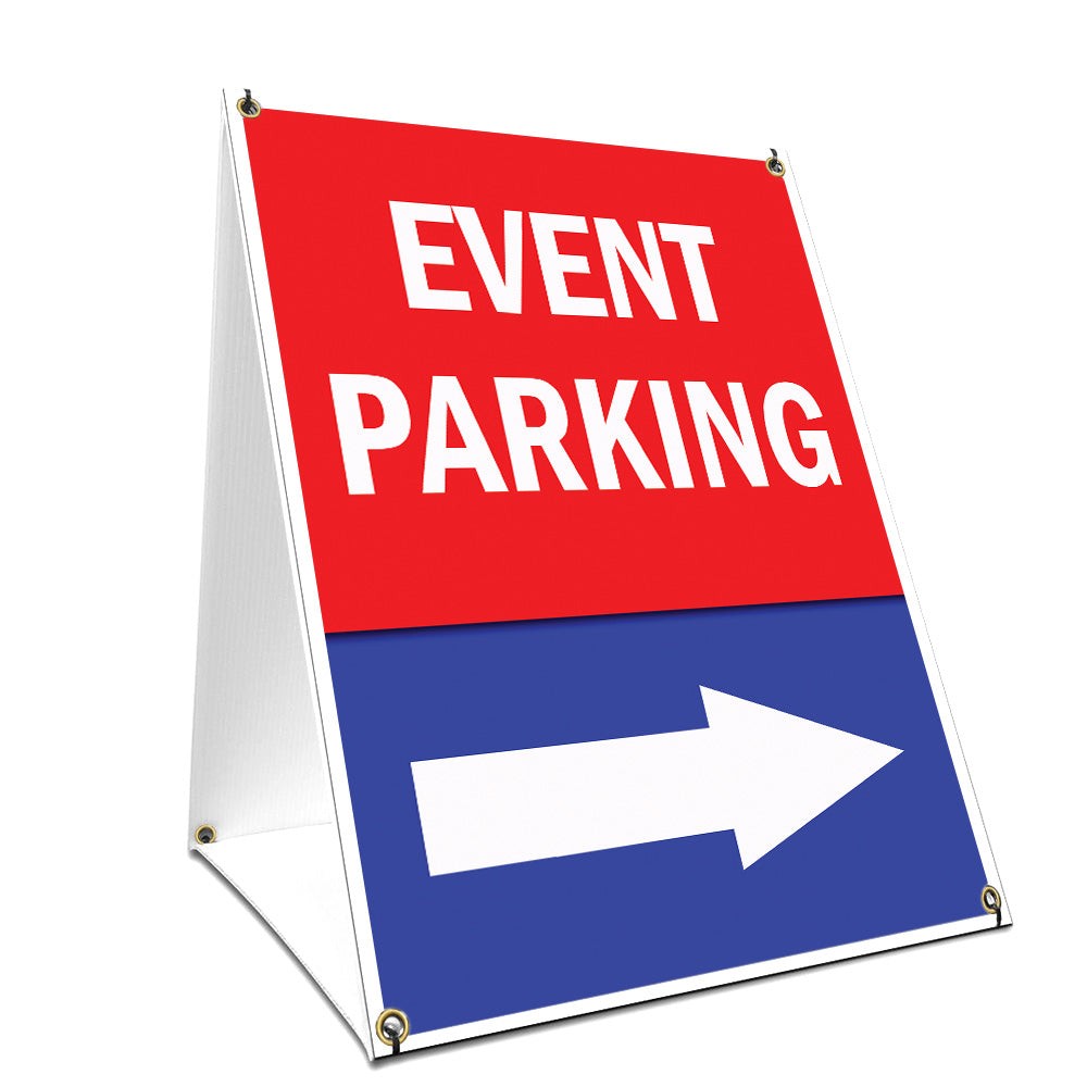 A-frame Sidewalk Event Parking With Arrow Sign With Graphics On Each Side
