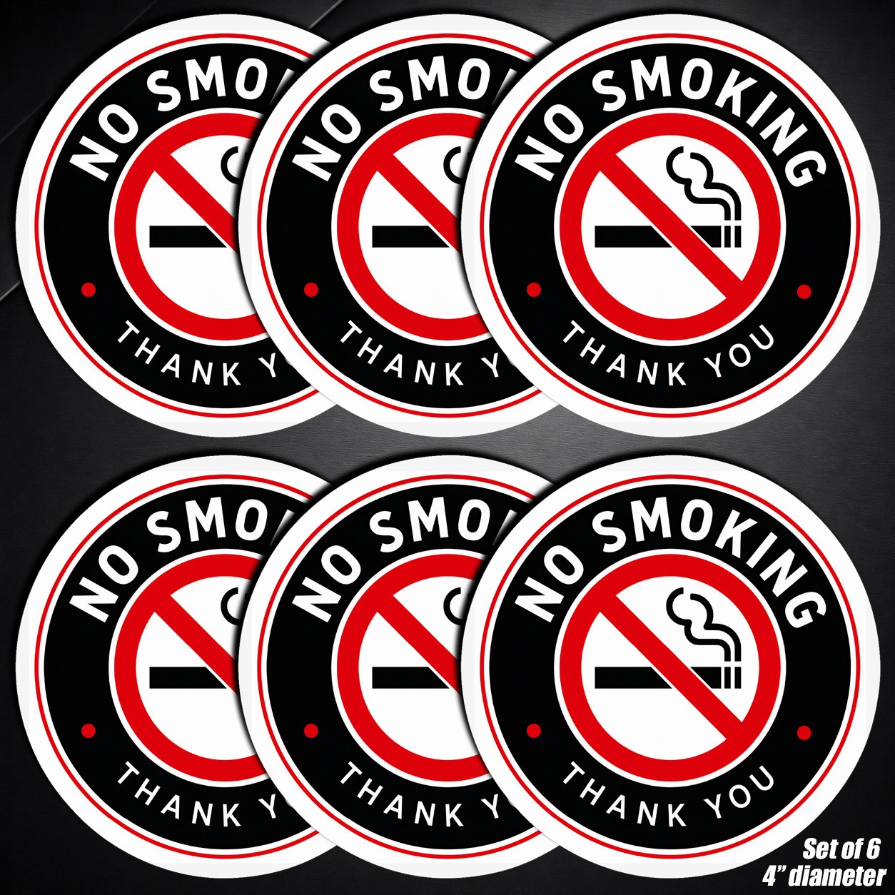 6 Pack No Smoking Sticker Vinyl Decal Business Window Door Car Store Bar Vehicle
